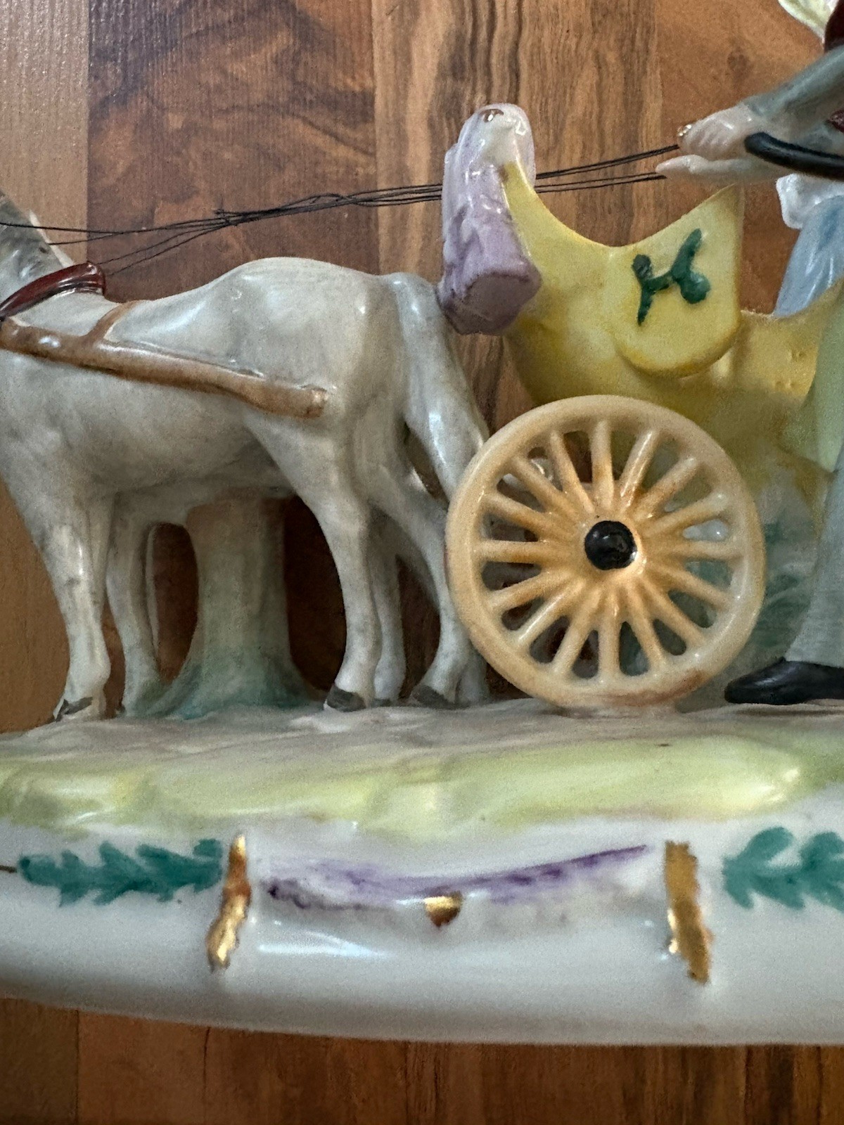 1859 Handmade Victorian Themed 20681 Porcelain Horse and Carriage Figurine.