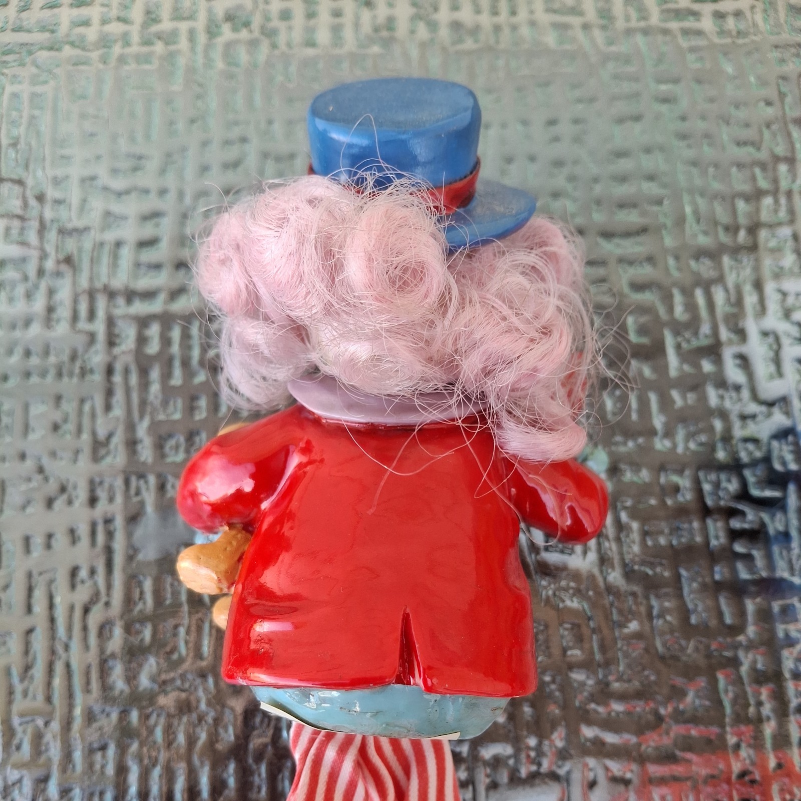 Clown Figurine Resin Body Fabric Legs Teddy Bear 1980s Lot of 3
