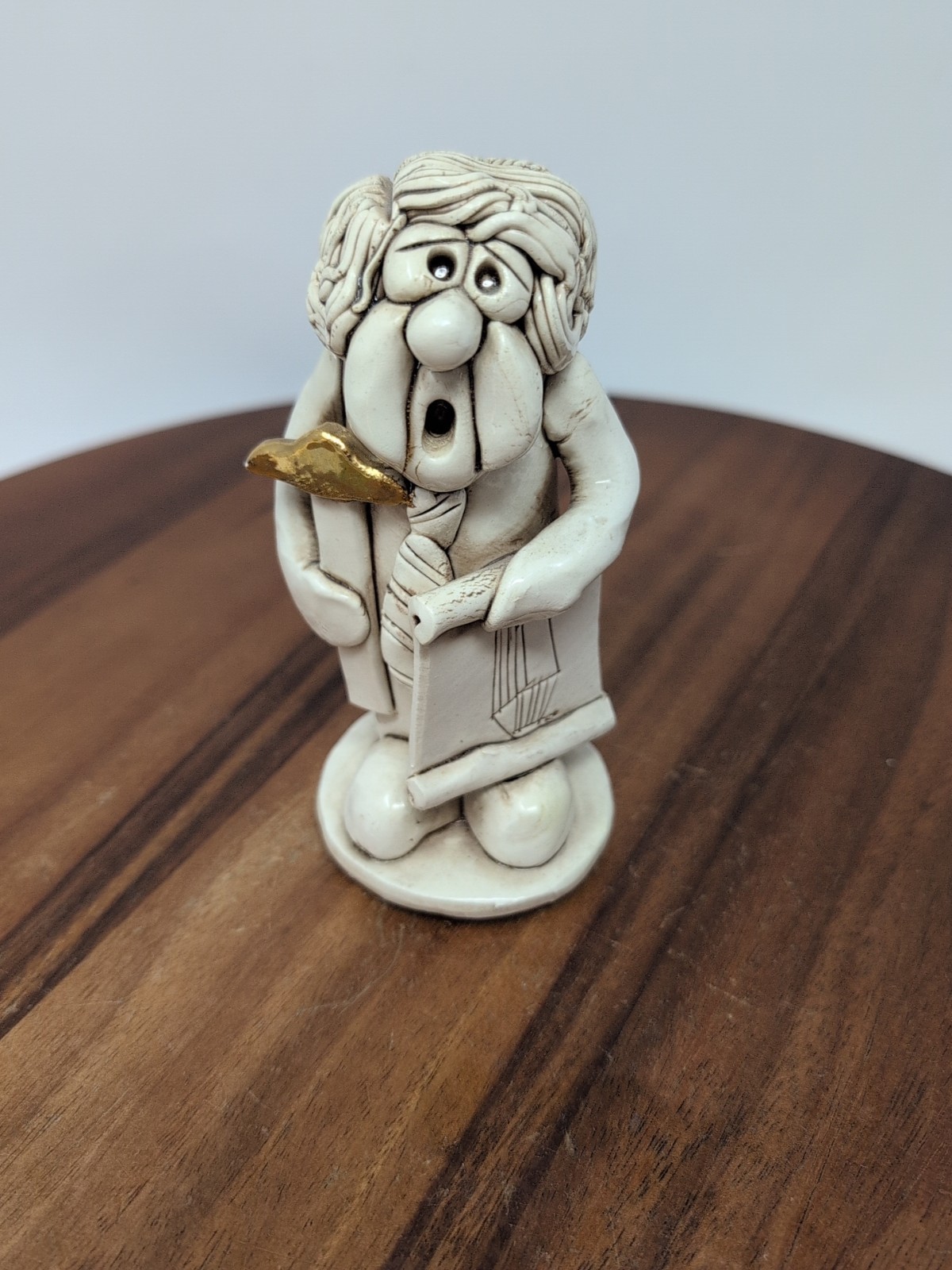 Unique Vintage Ceramic/Clay Adorable Architect Figurine Signed & Dated by Artist
