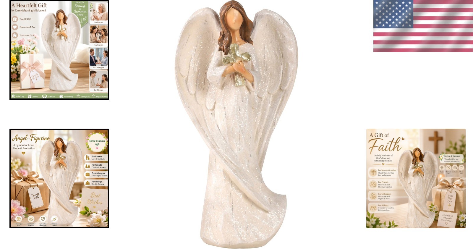 Hand-Painted Guardian Angel Holding Cross – Meaningful Gift for All Occasions