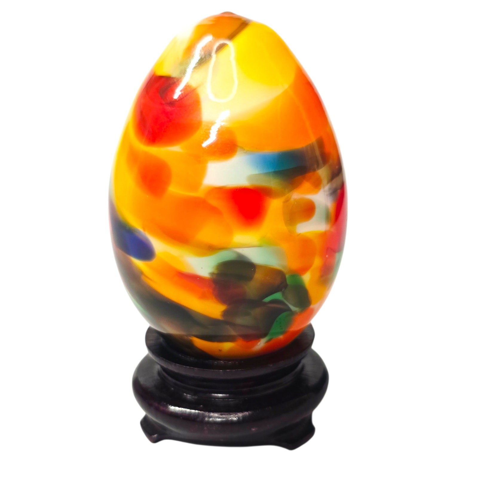 Vintage EXBOR Czech Republic Art Glass Egg Sculpture – Hand Blown Bohemian Glass