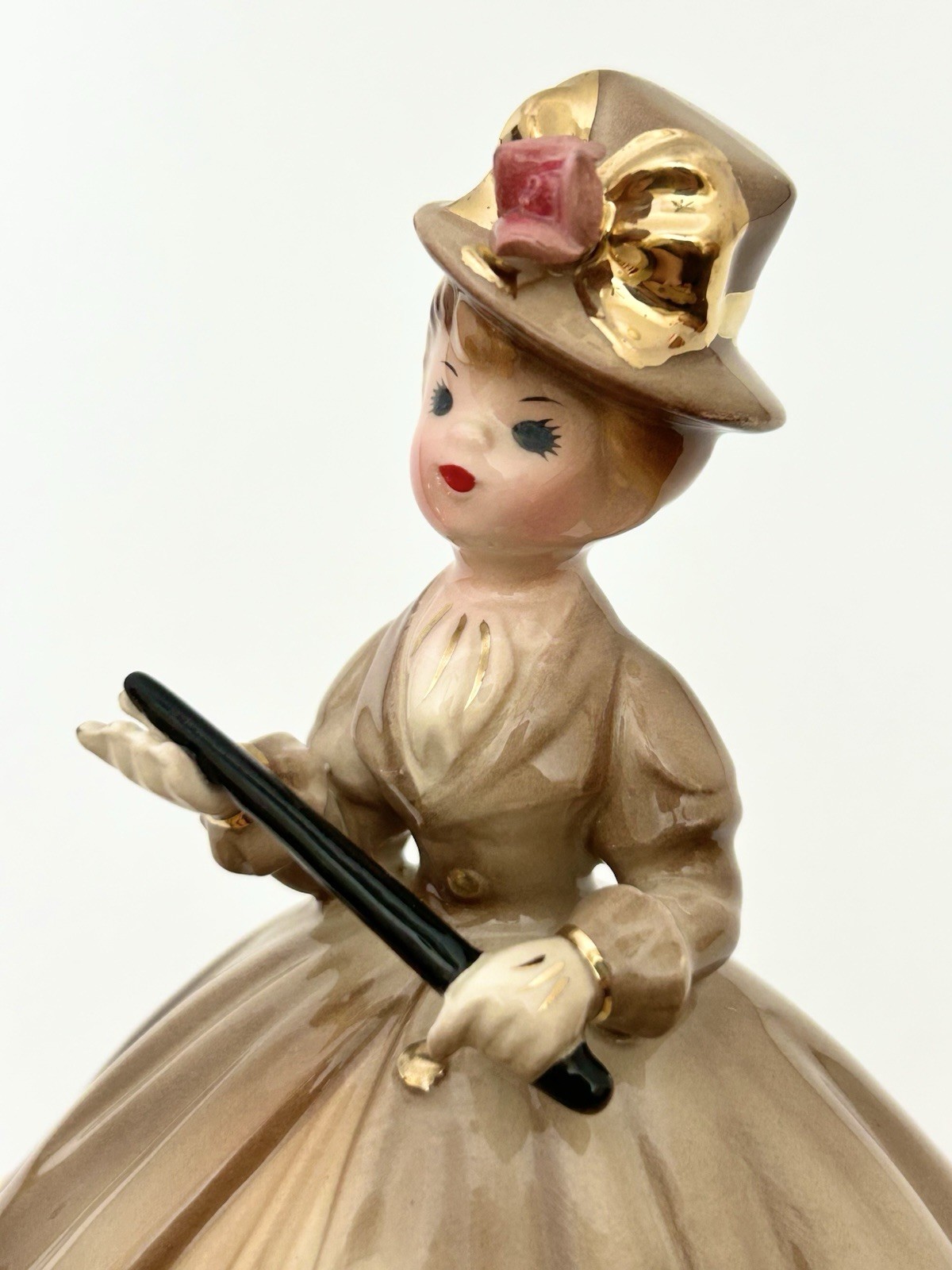 Vintage Josef Originals Holiday in England Lady in Brown & Gold Dress Figurine