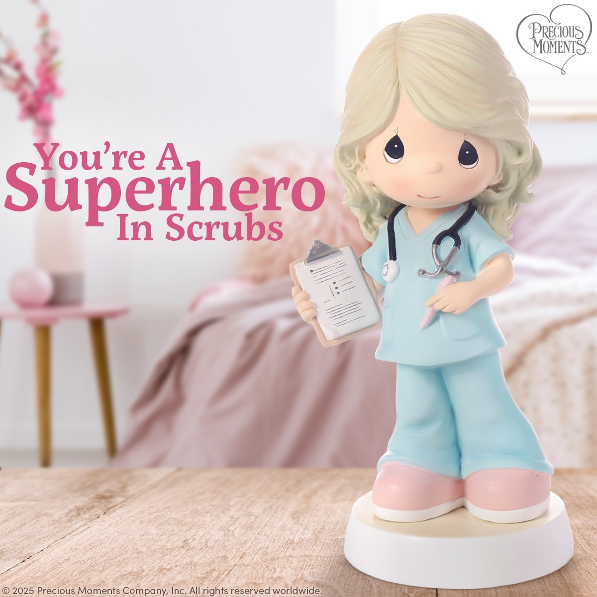 ❦ New PRECIOUS MOMENTS Porcelain Figurine HEALTHCARE WORKER Medical Doctor Nurse