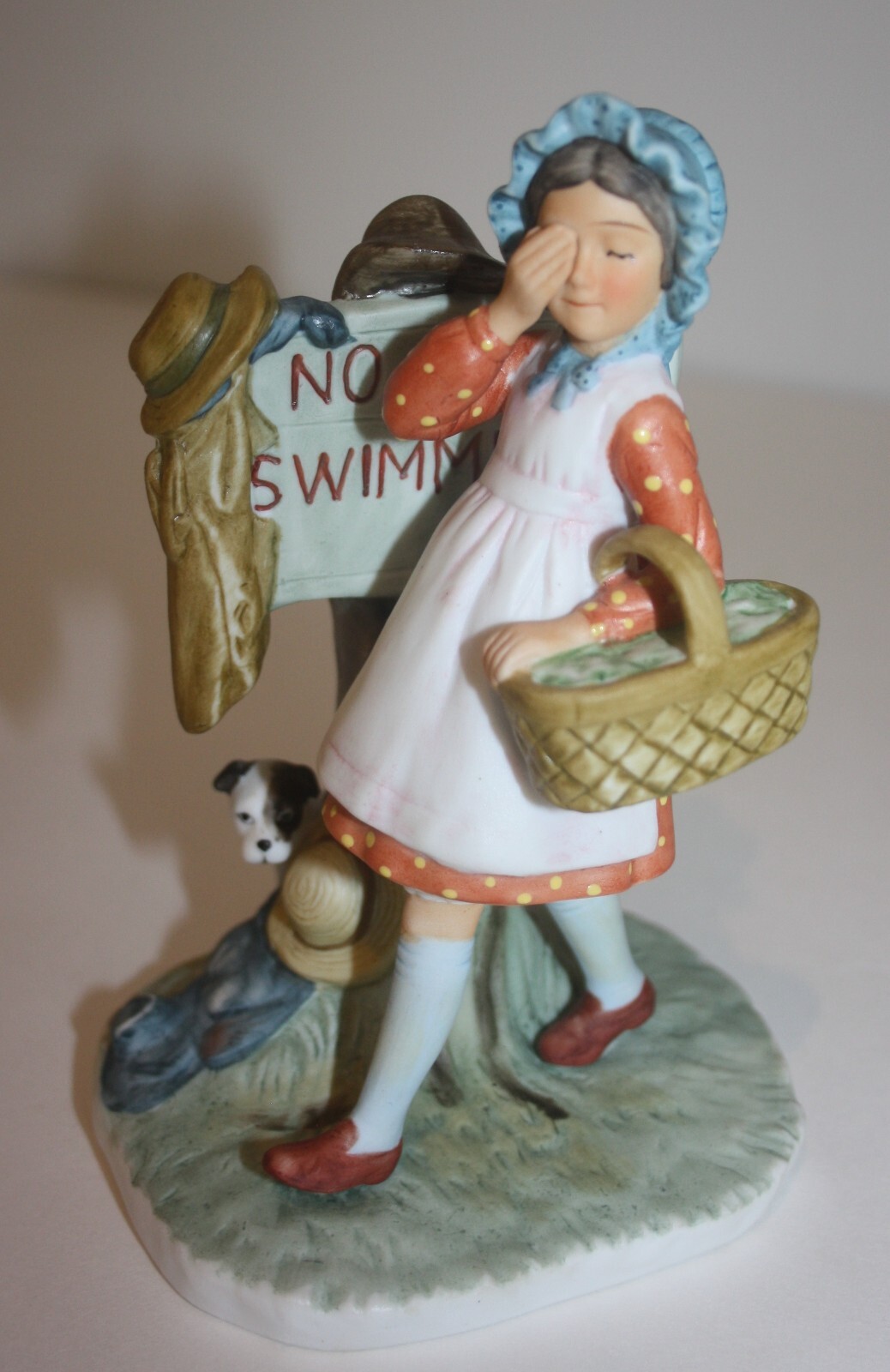 Gorham Norman Rockwell No Swimming Figurine Girl with Dog