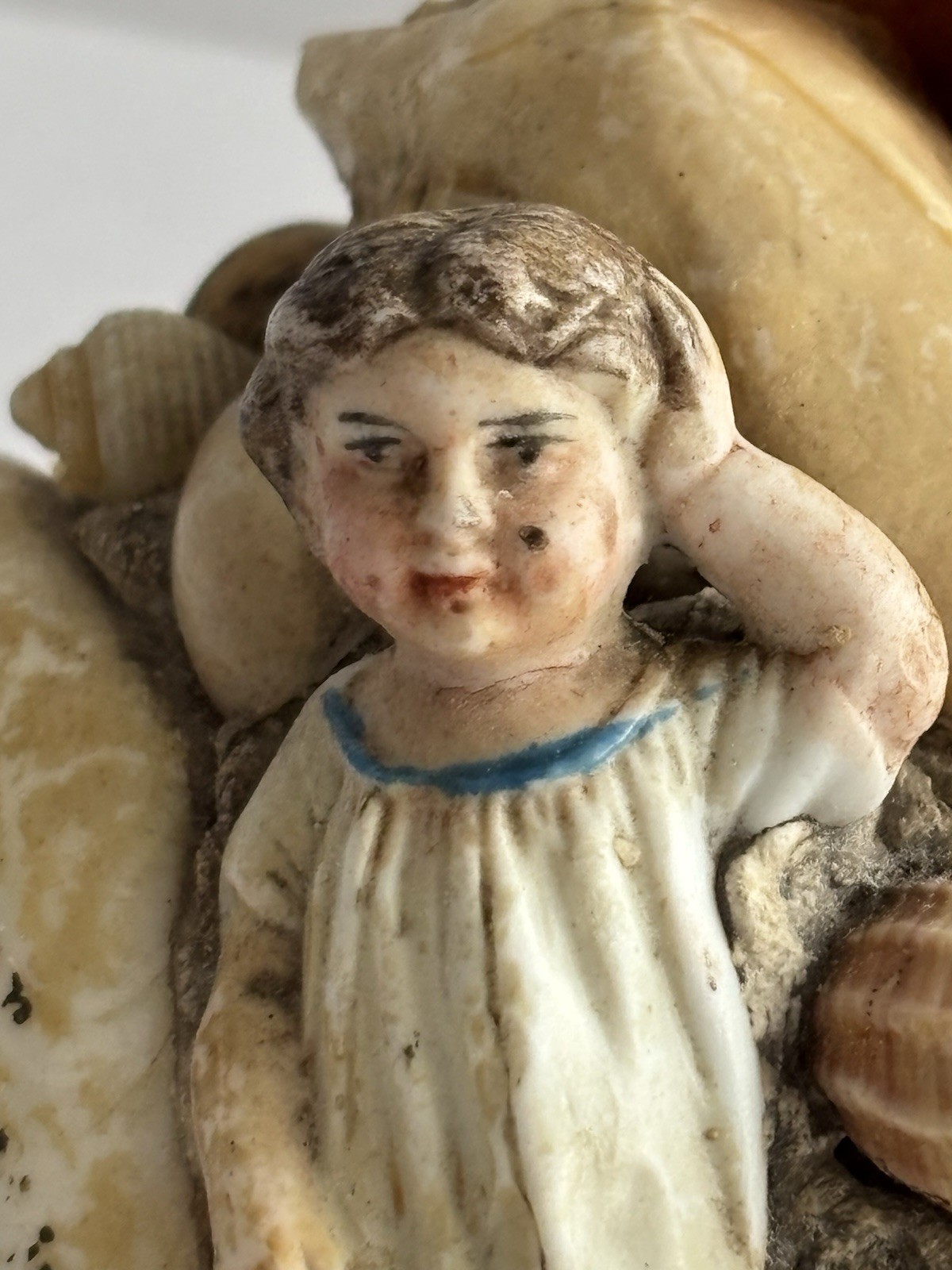 Victorian Antique Seashell Art Porcelain Figurine 1904 Worlds Fair Souvenir