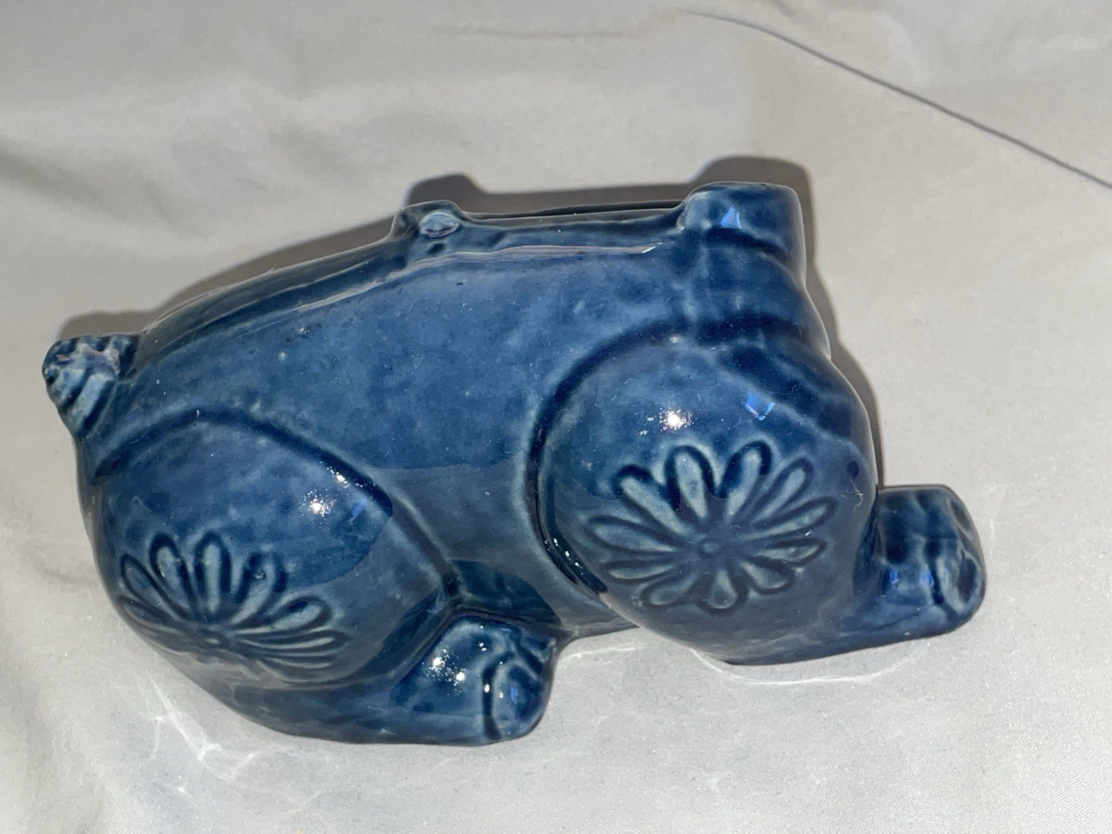 Adorable Vintage 1960’s Flower Power Blue Ram Figurine 4″ H X 5.5″ L X 3.5″ W