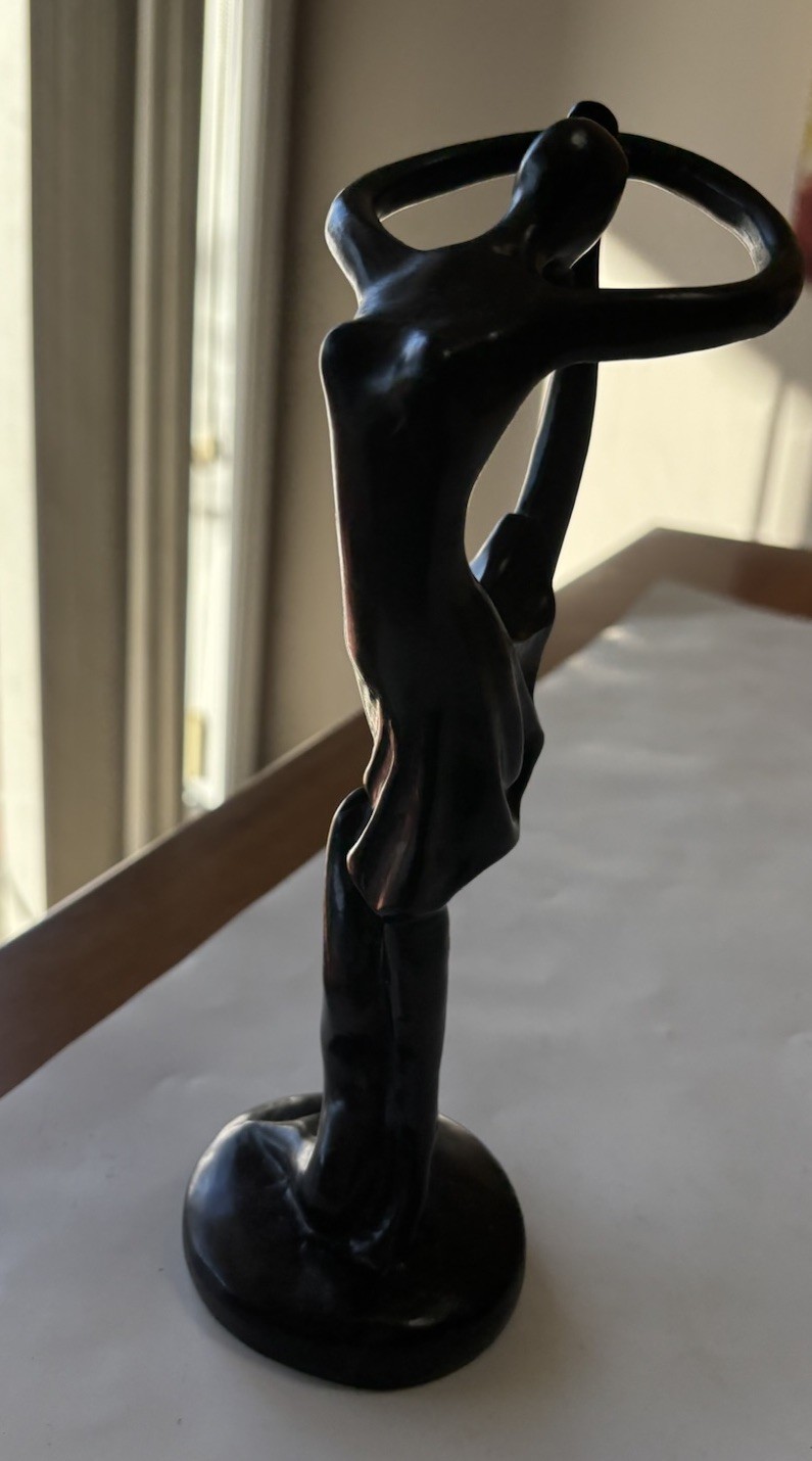 Abstract Sculpture Dancer Figurine Lady Dark Brown 10 in Contemporary Khaique(?)