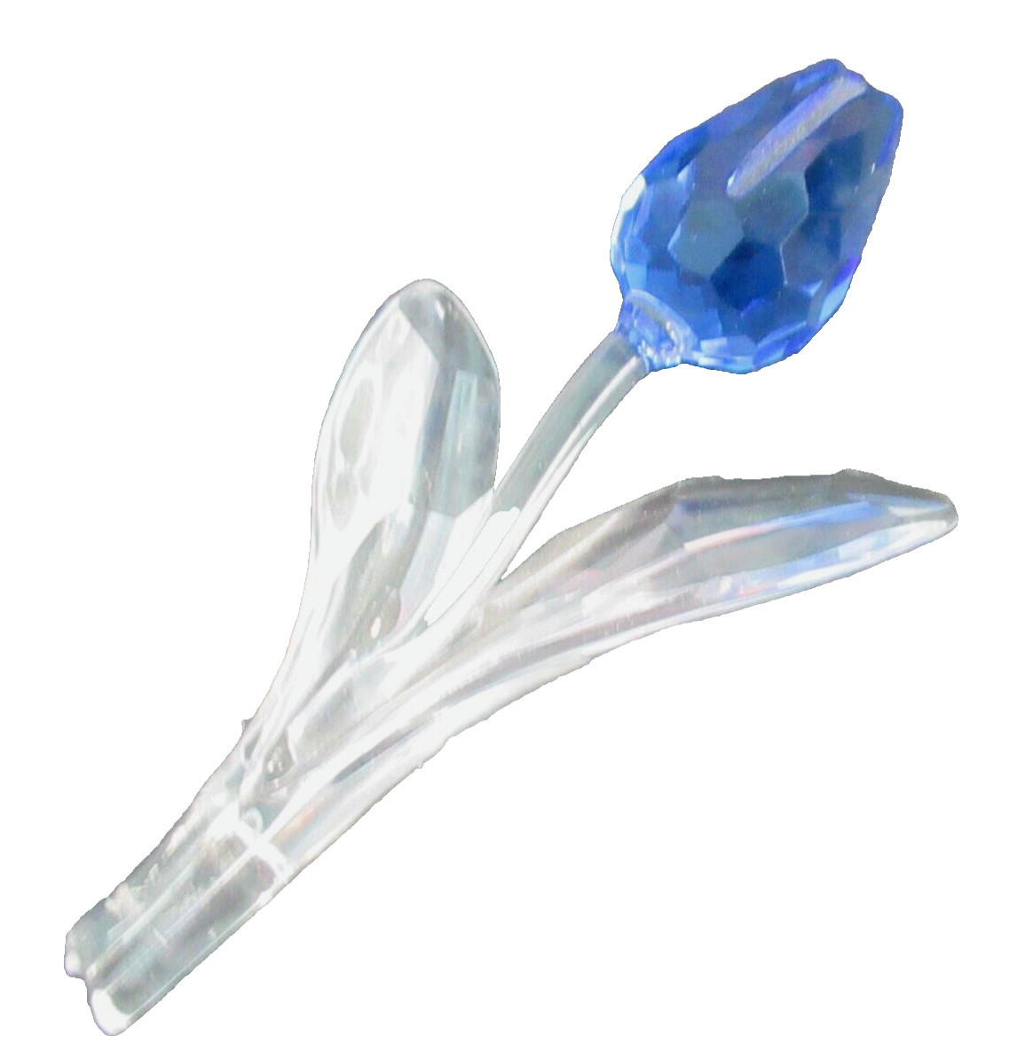 Swarovski Crystal Blue Tulip or Rose Bud Flower Signed w Swan 3.50″ Sculpture