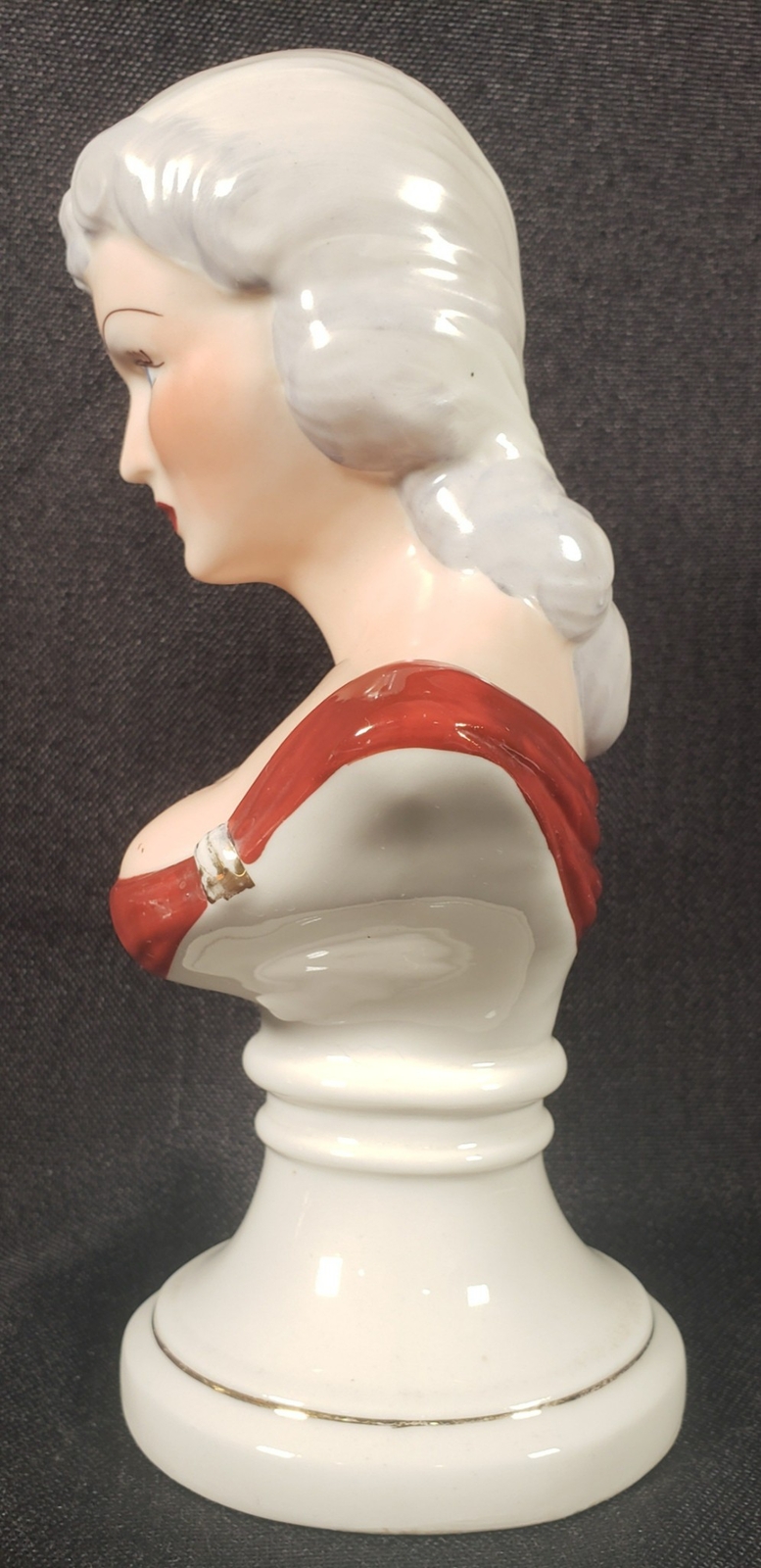 Vintage Bust Lady Boudoir Pedestal Art Nouveau Figurine Hand Painted A79