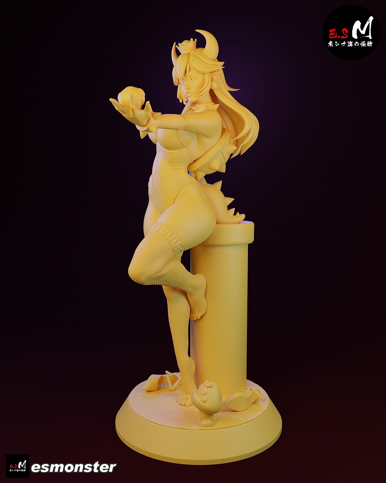 ES Monster Unpainted Unassembled Bowsette Figure Model Kit 1:24-1:4 scale Mario
