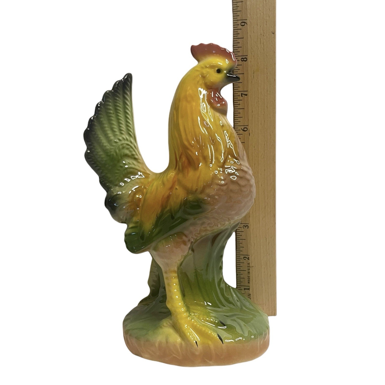 Vintage Rooster Ceramic Figurine Glossy Glazed Farmhouse Farm Country Rustic