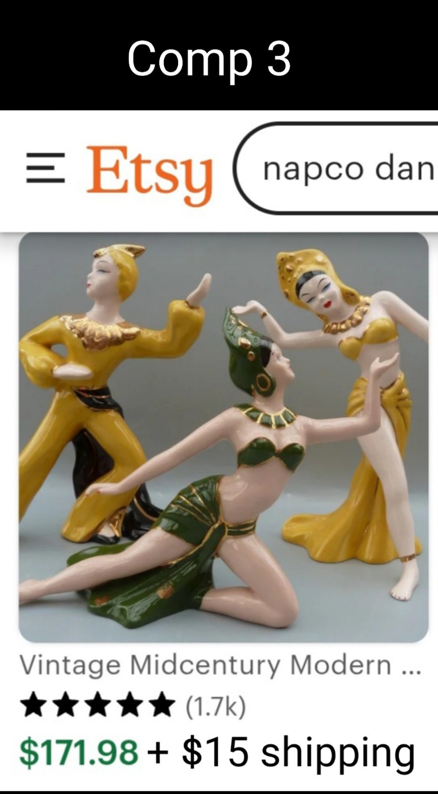 Vintage Napco Japan MCM Exotic Asian Dancers Figurines 8″