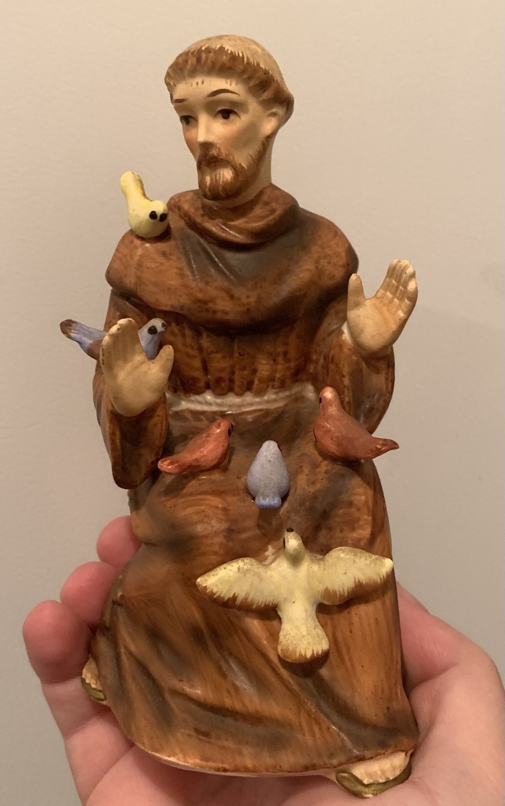 VTG NAPCOWARE St Francis of Assisi W/Birds Religious Christian Catholic Figurine