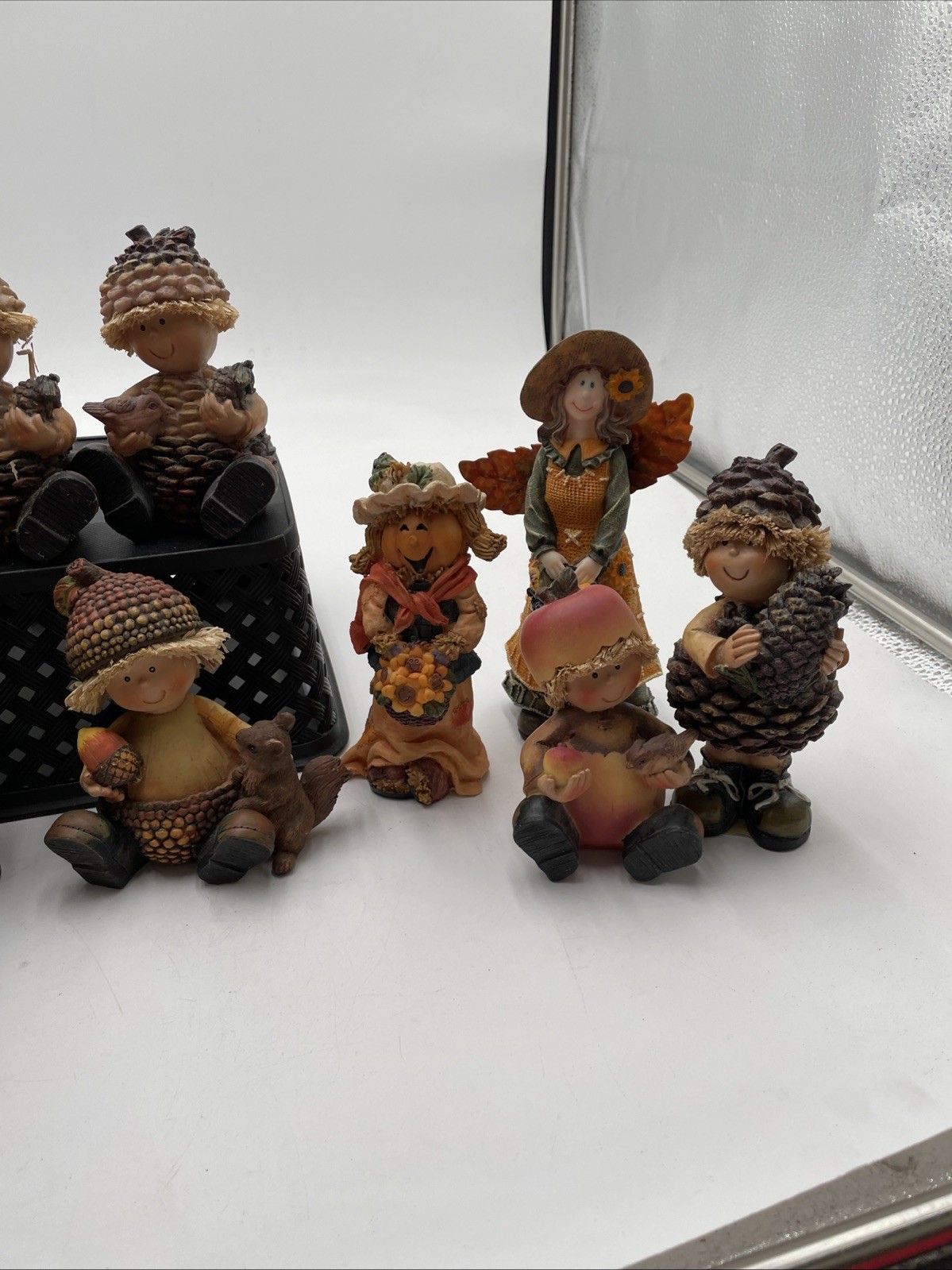 Mixed Lot 13 Autumn Resin Figurines Scarecrows & Forest Pinecone Gnomes