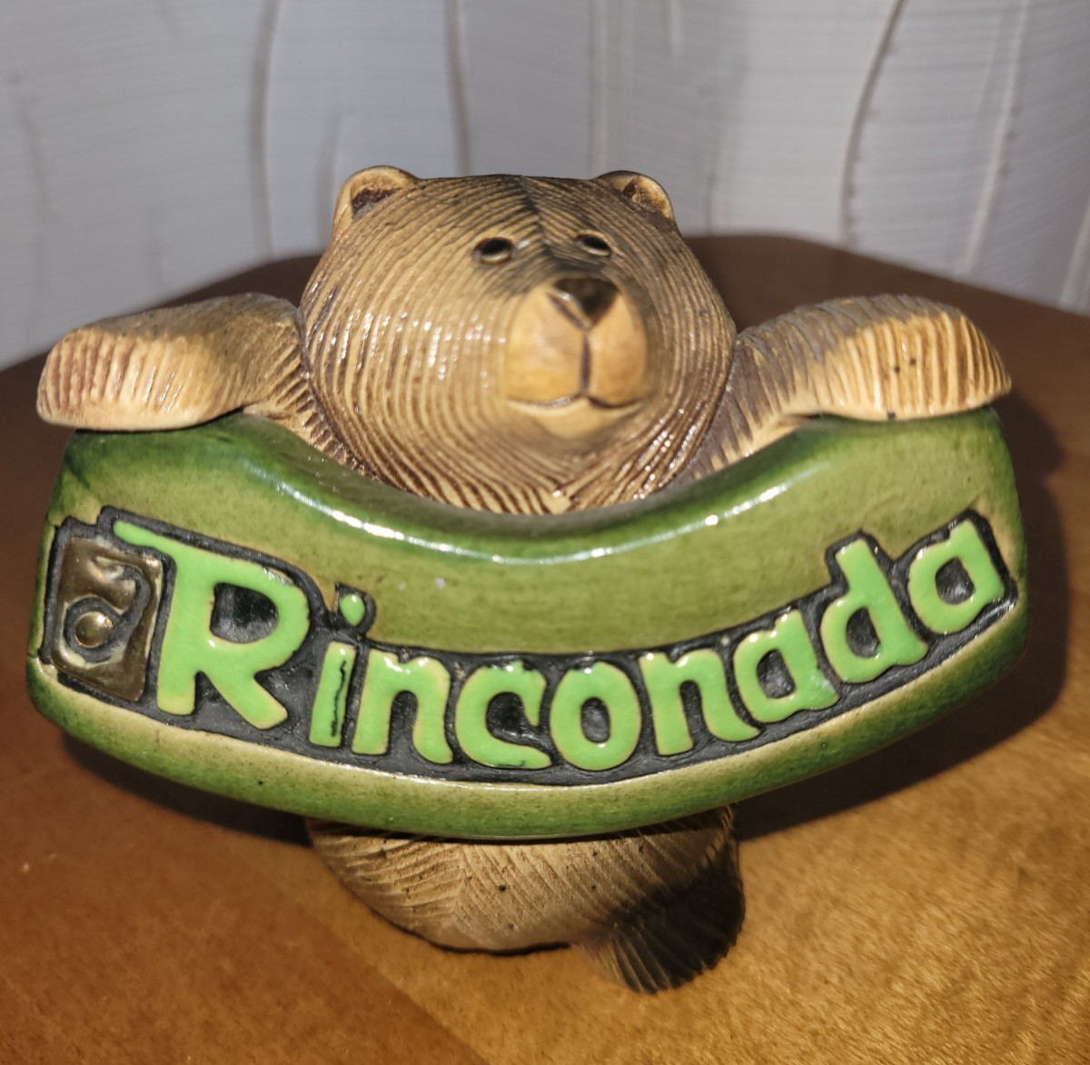 Artesania Rinconada Classic Bear Holding Rinconada Advertising Sign