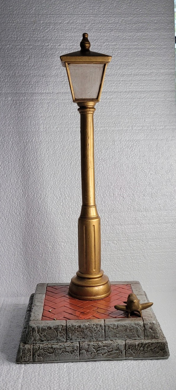 Lamp Post 8.5 in Tall Display Ceramic VTG Faux Bricks Small Airplane