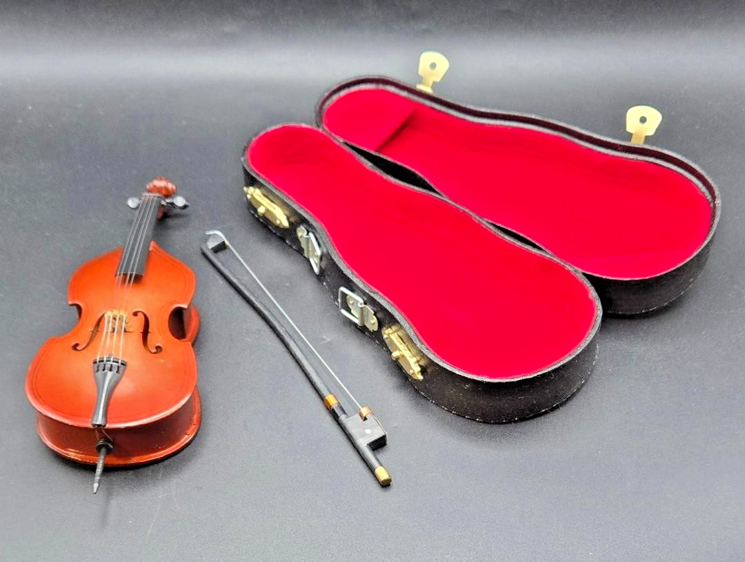 1/6 Scale MINIATURE CELLO MUSICAL INSTRUMENT REPLICA w/HARD CASE, END PIN & BOW
