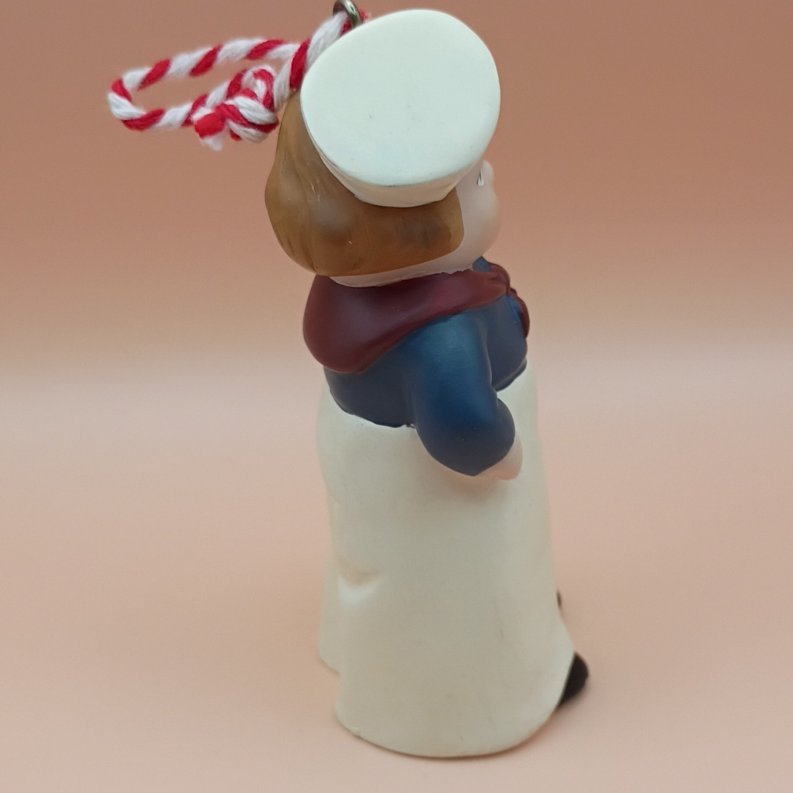 Ceramic Sailor Boy Figurine Ornament Painted Red White Hanging Cord Kids