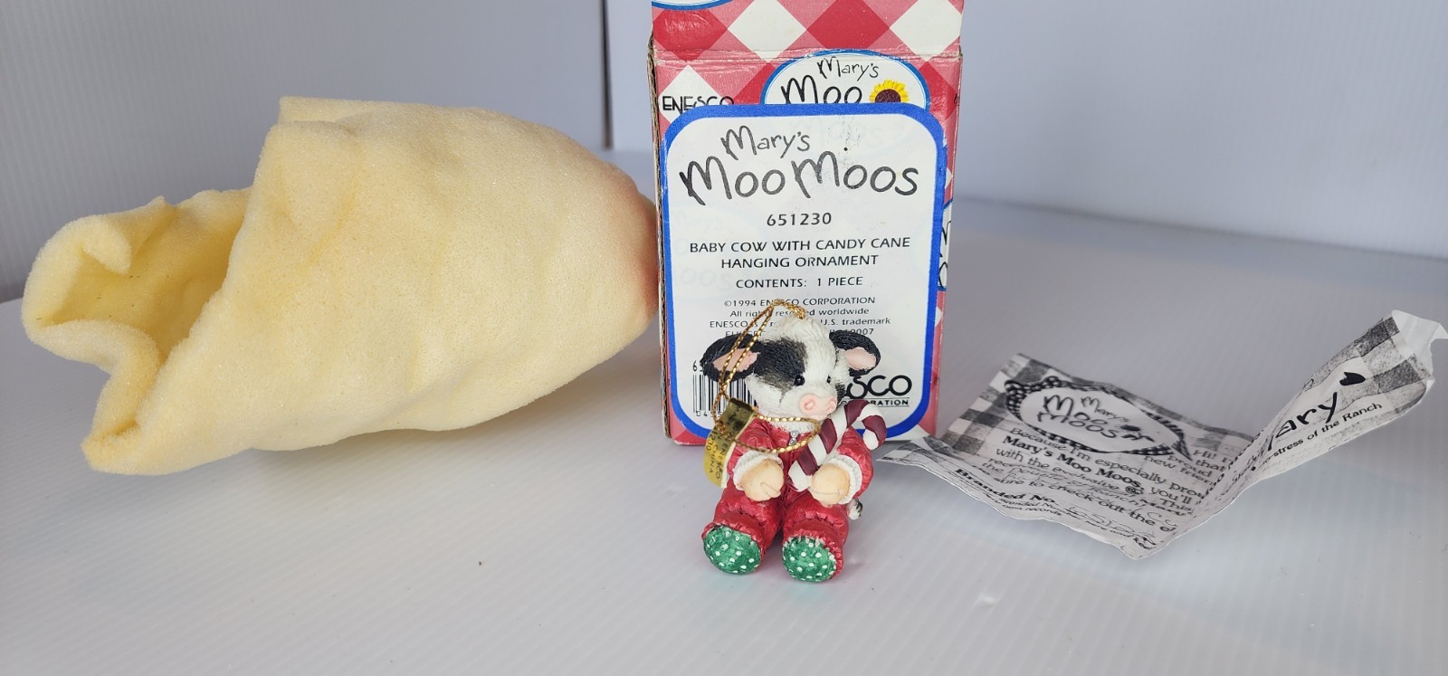 Enesco Mary’s Moo Moos 651230 Baby Cow W/ Candy Cane Ornament