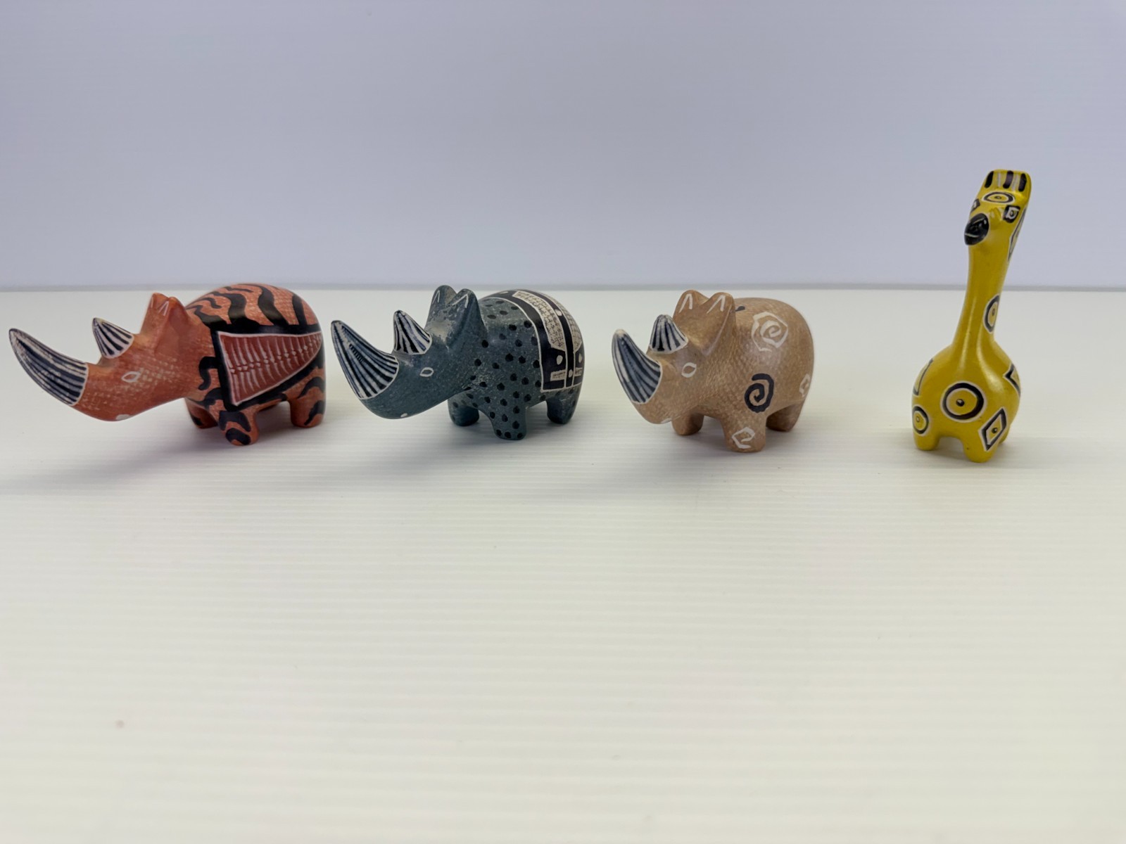 Lot Of Hand Carved Soap Stone Animal Figures – Rhino Giraffe