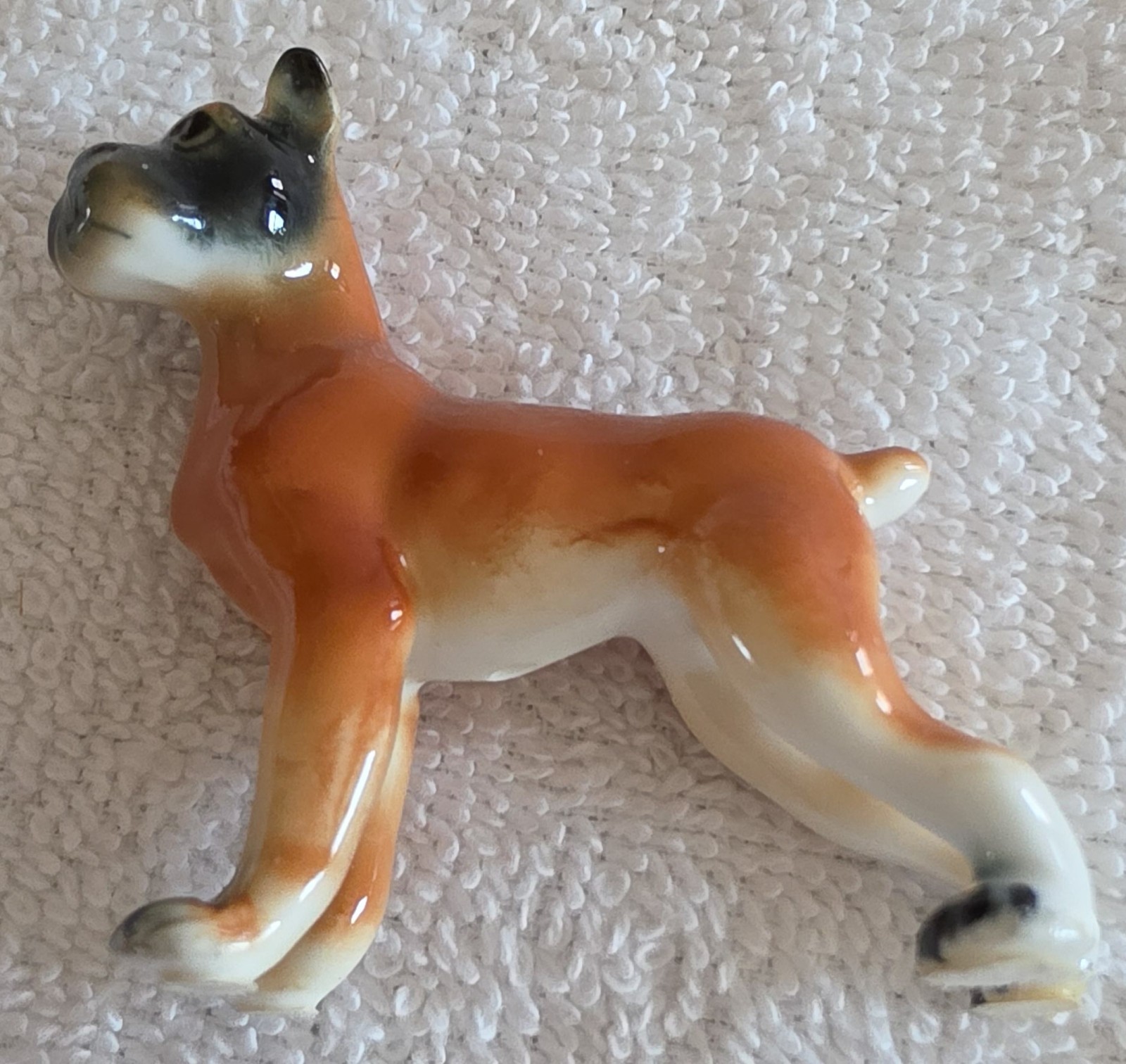 Bone China Miniature Animal Family of Boxer Dogs Set of 6 Japan