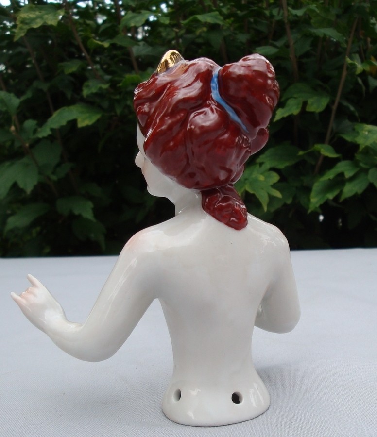 Art Deco Style Half doll Figurine Pin-up Marchioness Half Doll Pincushion Arms A