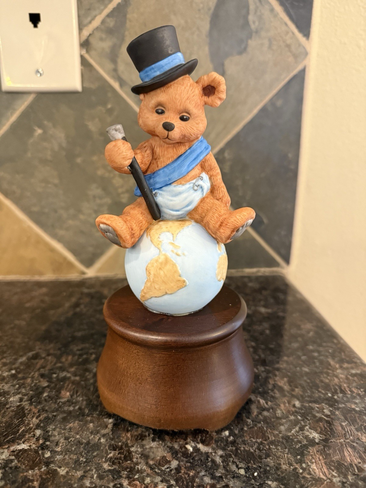 Lovable Teddies Adam Musical Figurine Collection Hand Painted Porcelain Figurine
