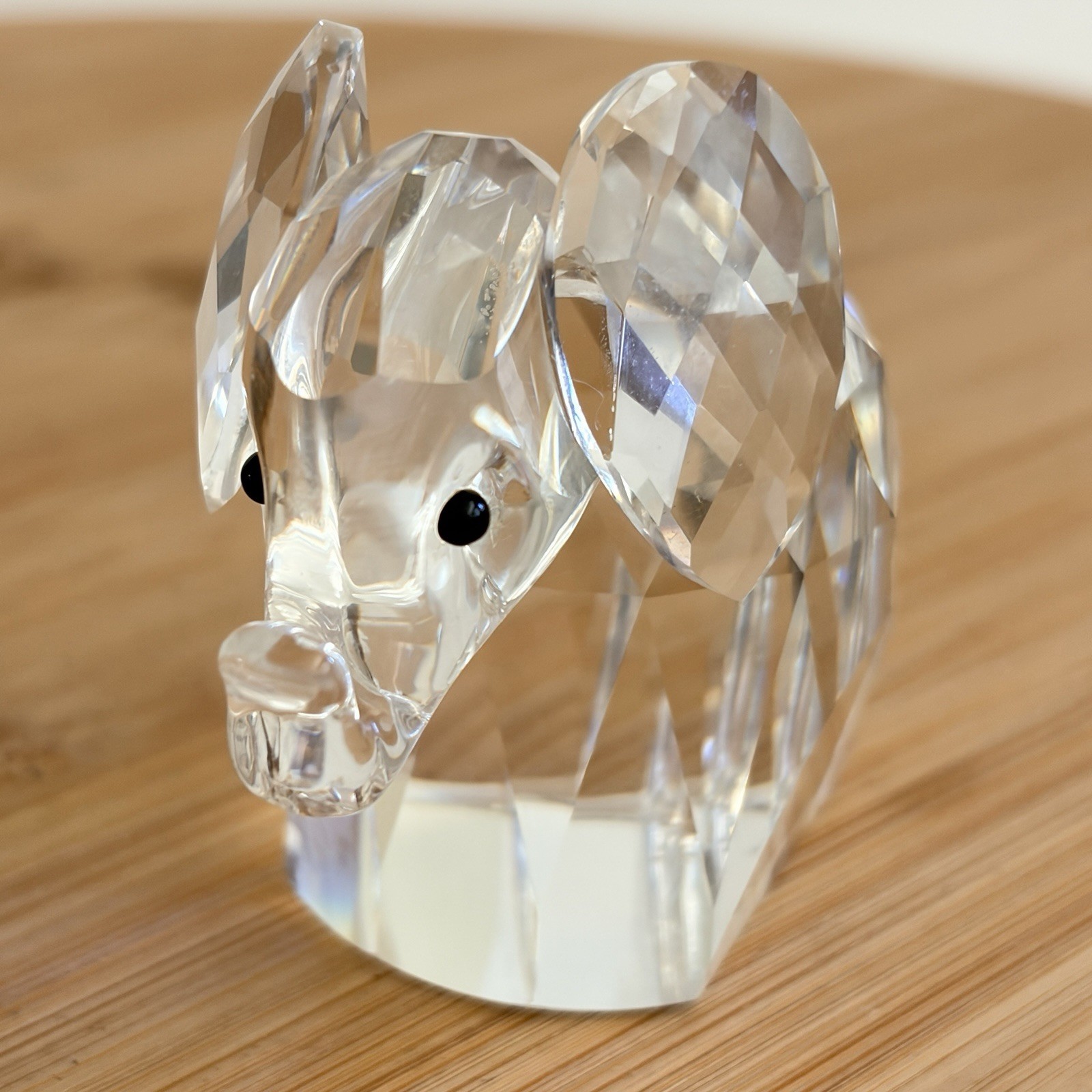 Swarovski Crystal Elephant Figurine with Flexible Metal Silver Tone Tail 1980s