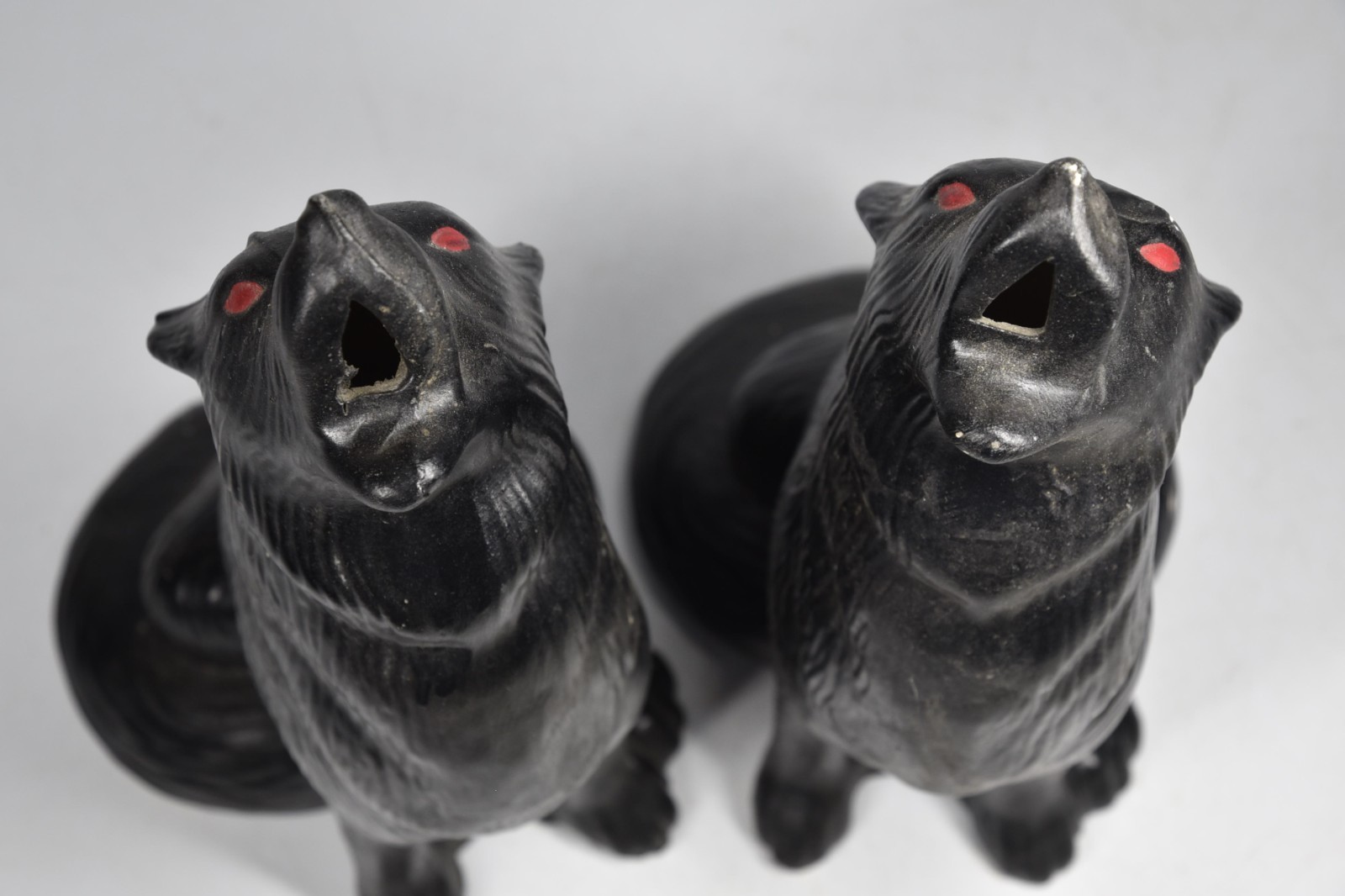 2 Vintage Howling Coyotes Pottery Figurine Statues Southwest Decor Candle Votive