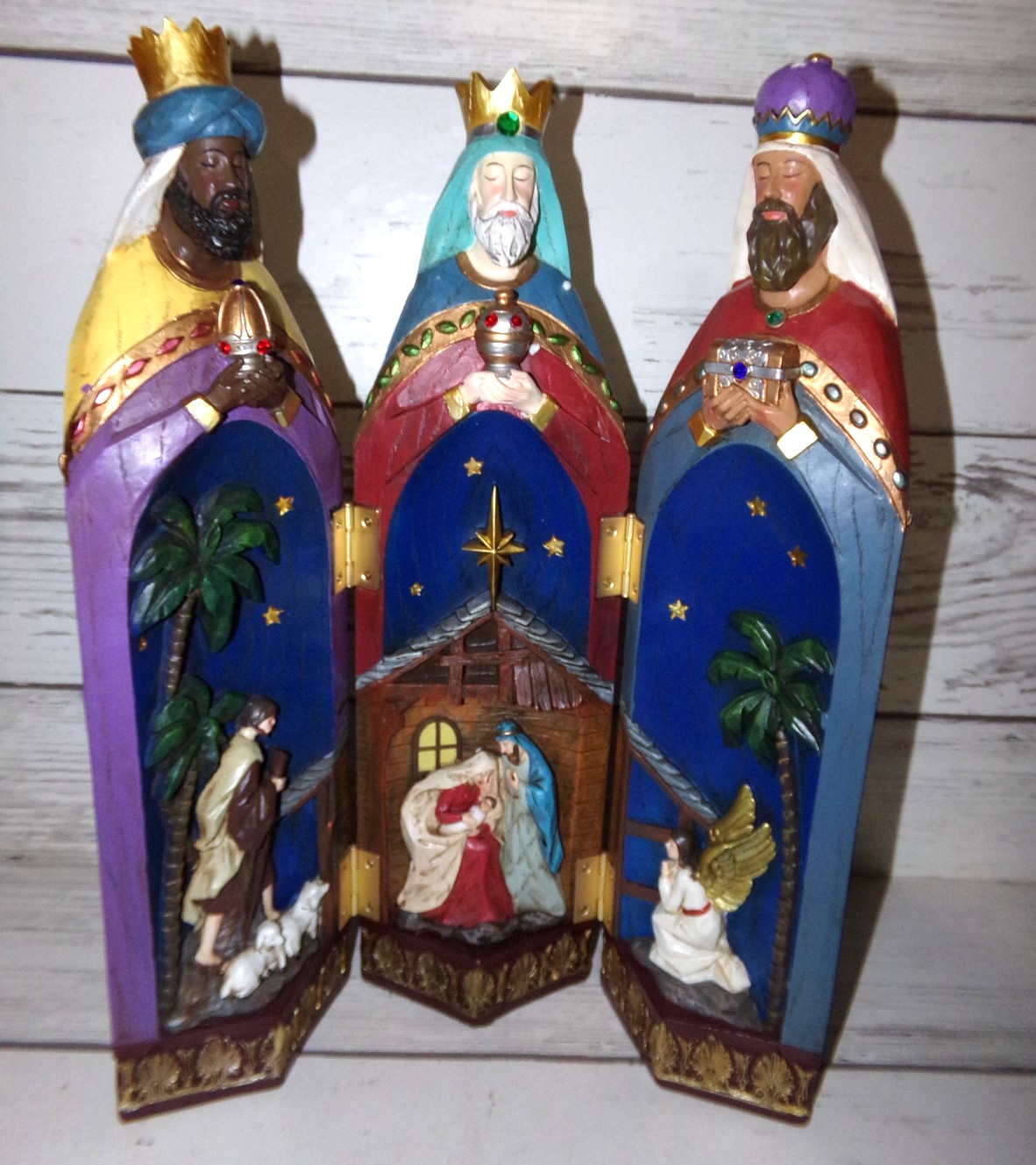 3 Kings Wise Men with Nativity Scene Christmas Hand Painted by Costco #2006079