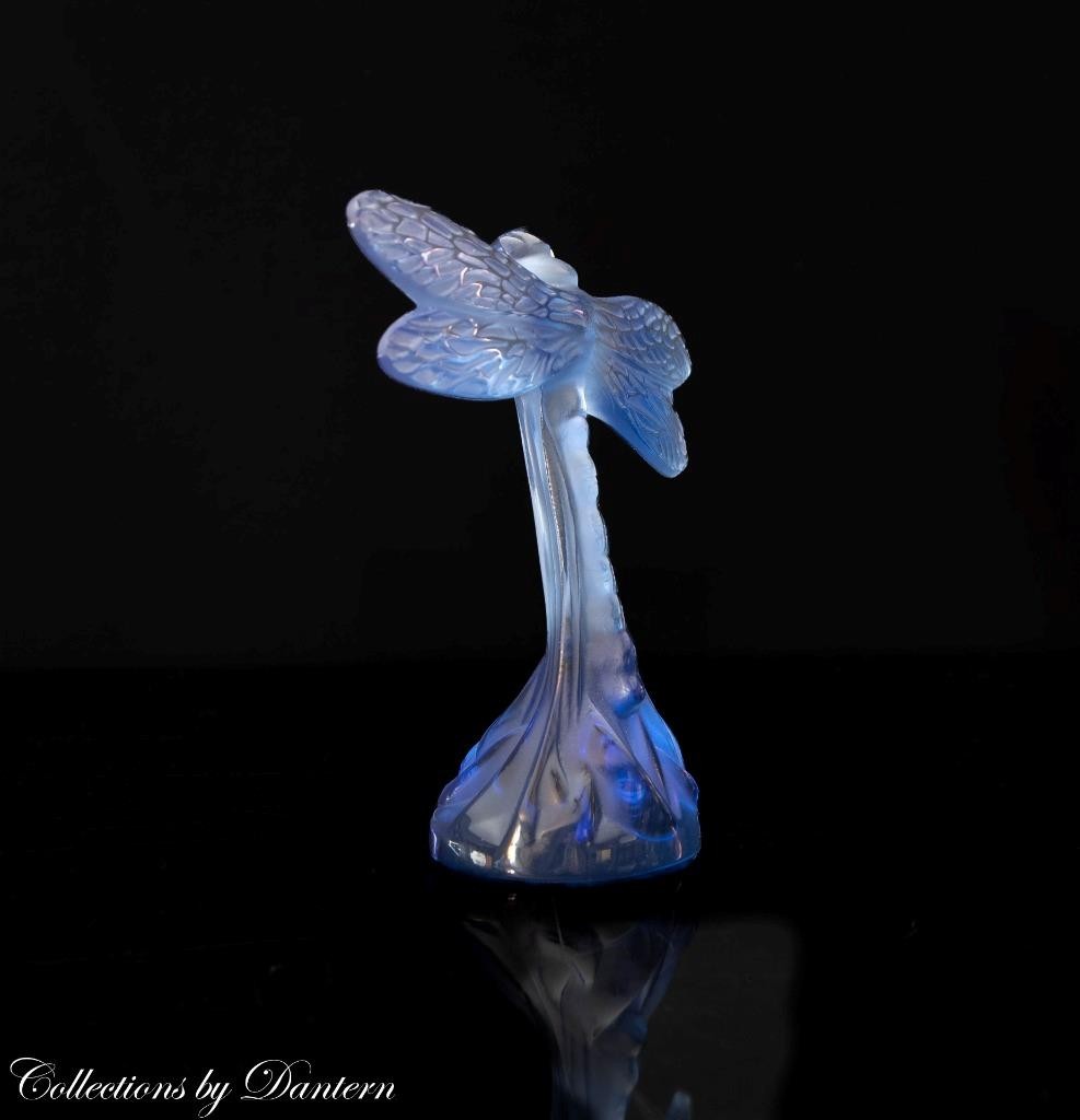 Lalique Blue Dragonfly Crystal Figurine France Frosted Clear Signed Retired