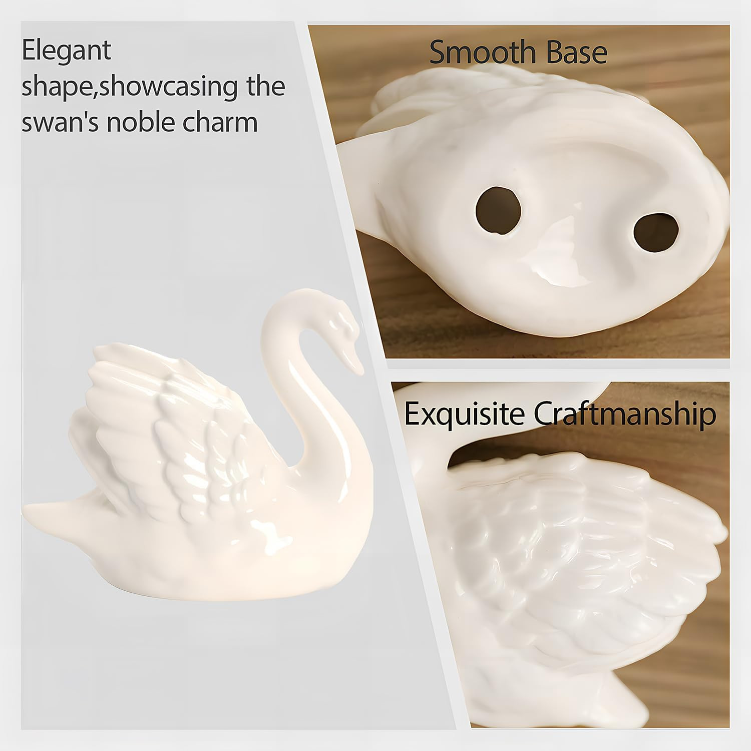 Ceramic Swan Figurine – Modern Minimalist Porcelain Statue Art Decor, Knick Knac