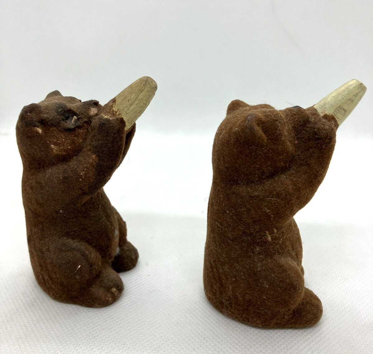 Vintage Flocked Brown Bear Figurine Japan Yosemite Home Decor