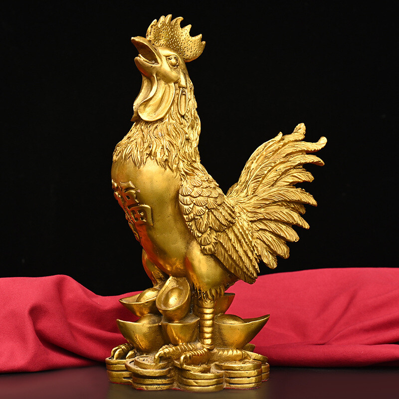 Pure Copper Rooster Golden Rooster Statue Crafts Zodiac Decorations