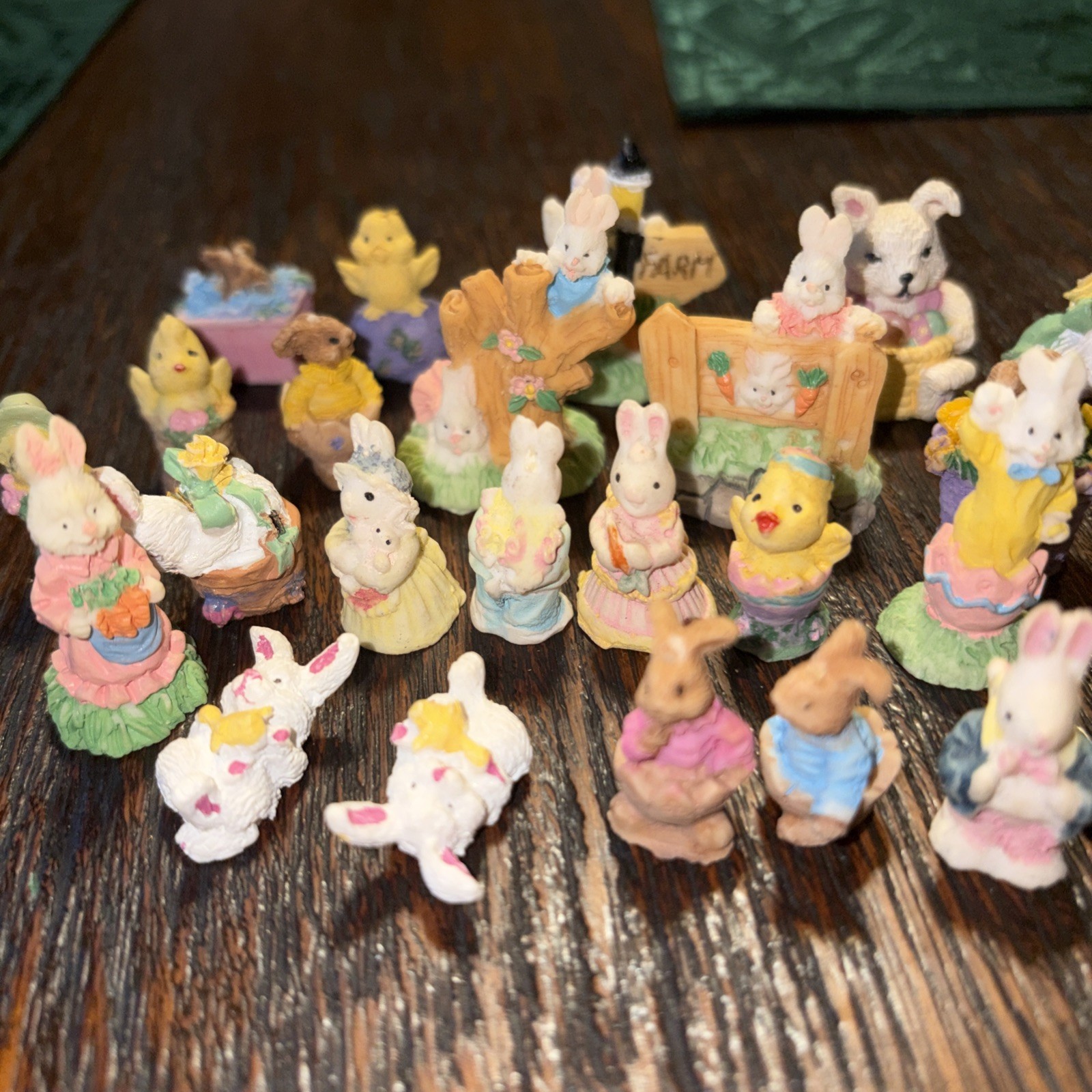 Adorable Lot of 28 Assorted Spring Easter Bunny Ornament Mini Figurines Vintage