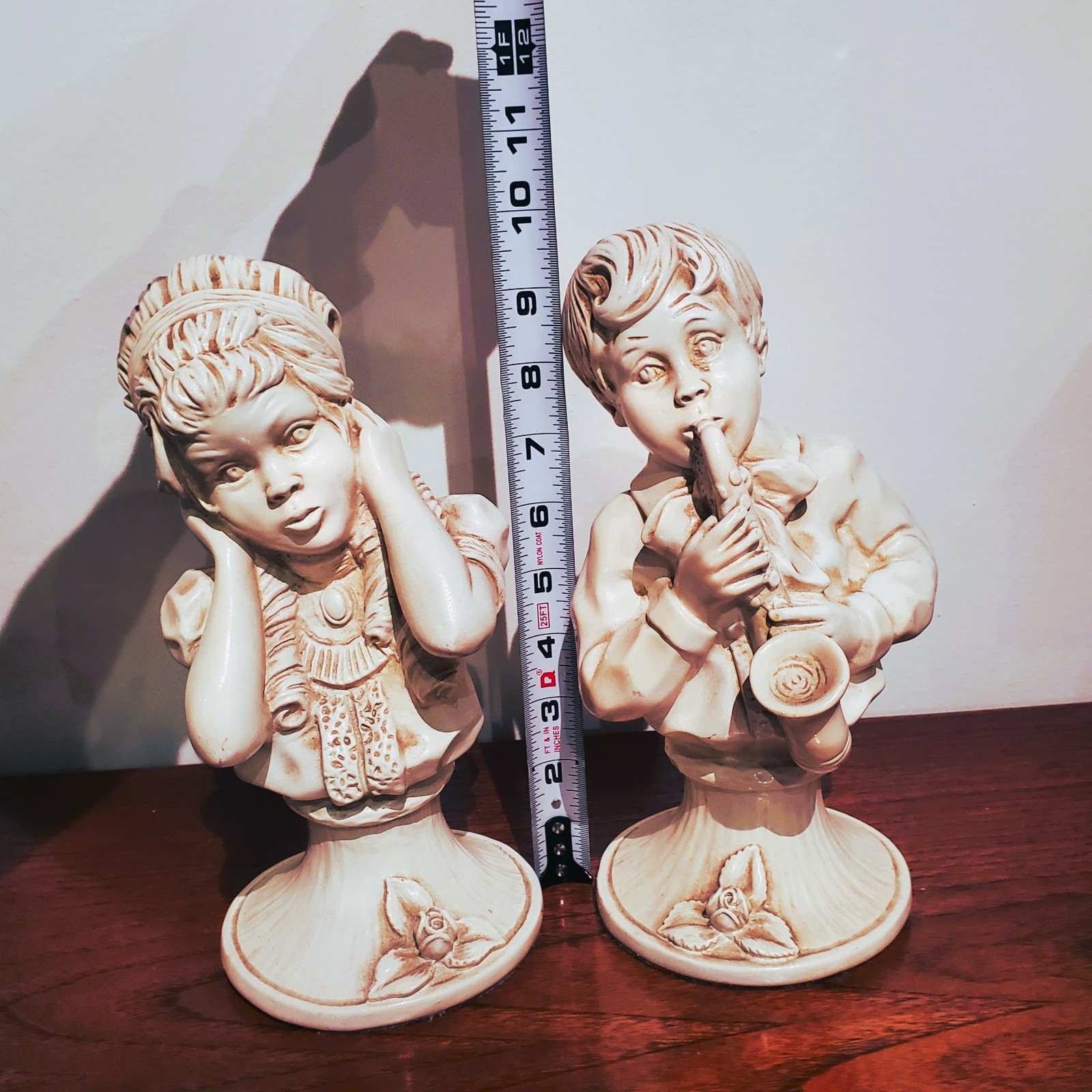 1971 J Kendrick Universal Statuary Corp Chicago Boy/Girl Bust Statue Sax Art