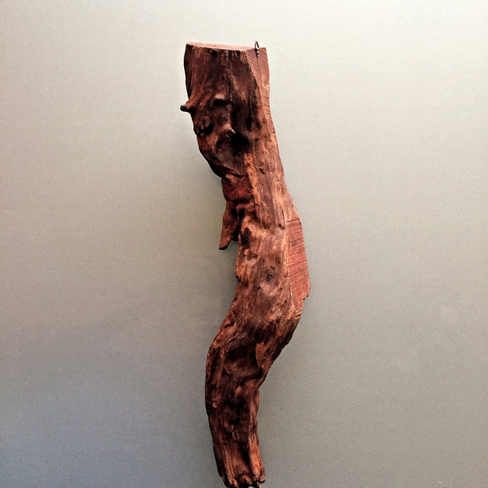 Vintage Face with a Smile Wood Carved from a Single Piece of Wood – L195
