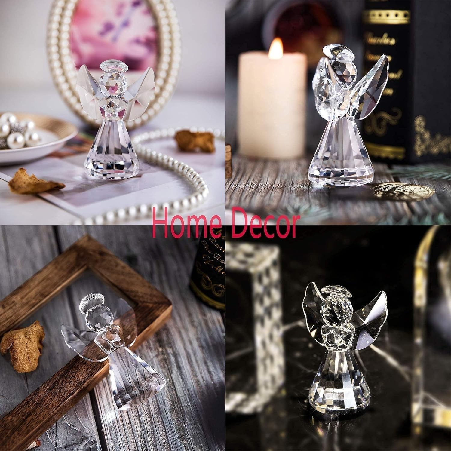 Reflective 3-Inch Crystal Angel Statue with Halo – Ideal Gift for All Occasions