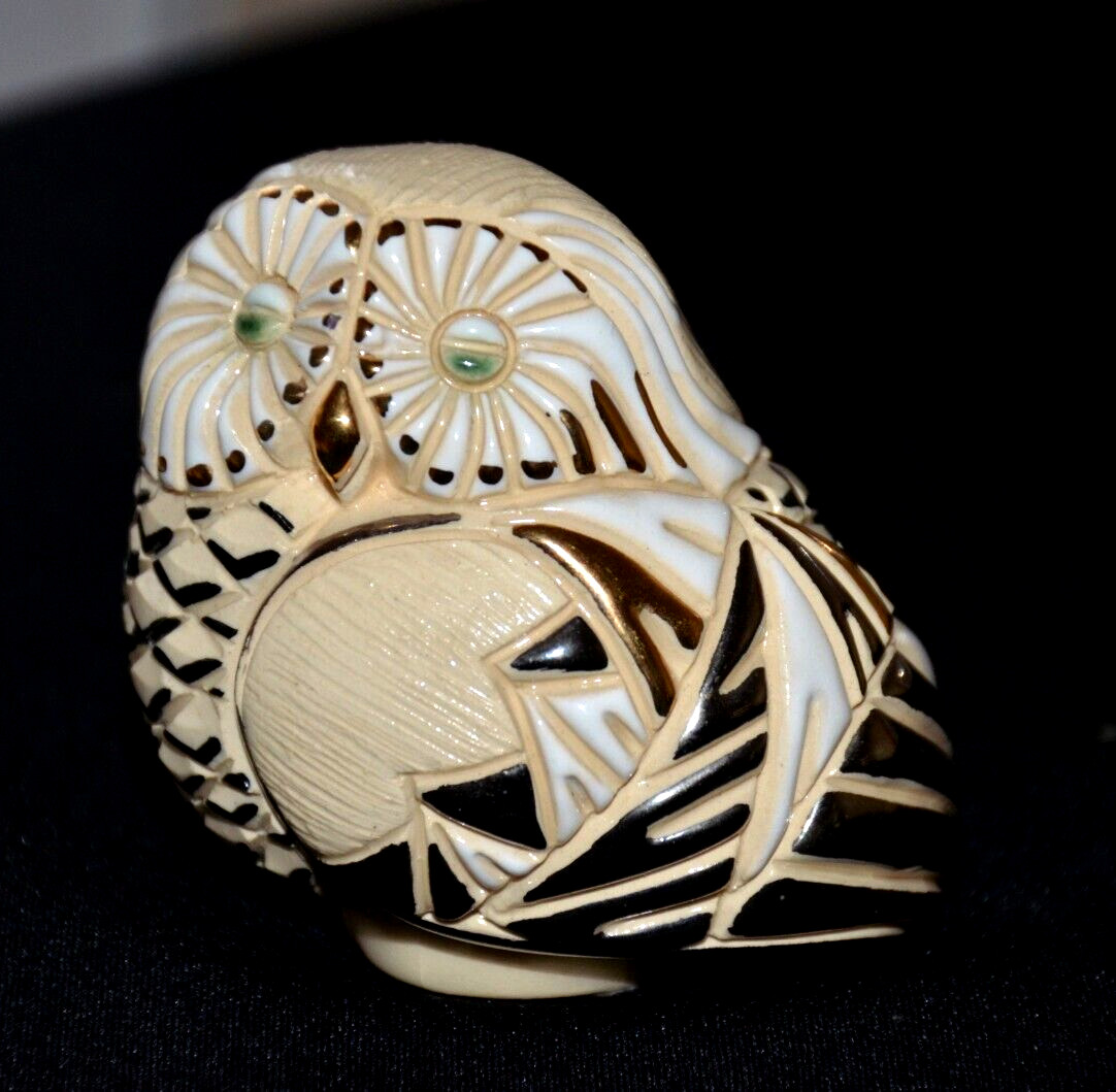 Owl Figurine Artesania Rinconada De Rosa Silver Gold Accents