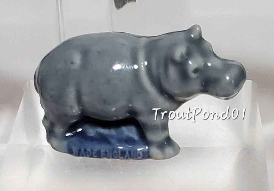 Wade Whimsies Hippo Set 1 Set A 1998 Porcelain Figurine Gray Blue “New Whimsies”