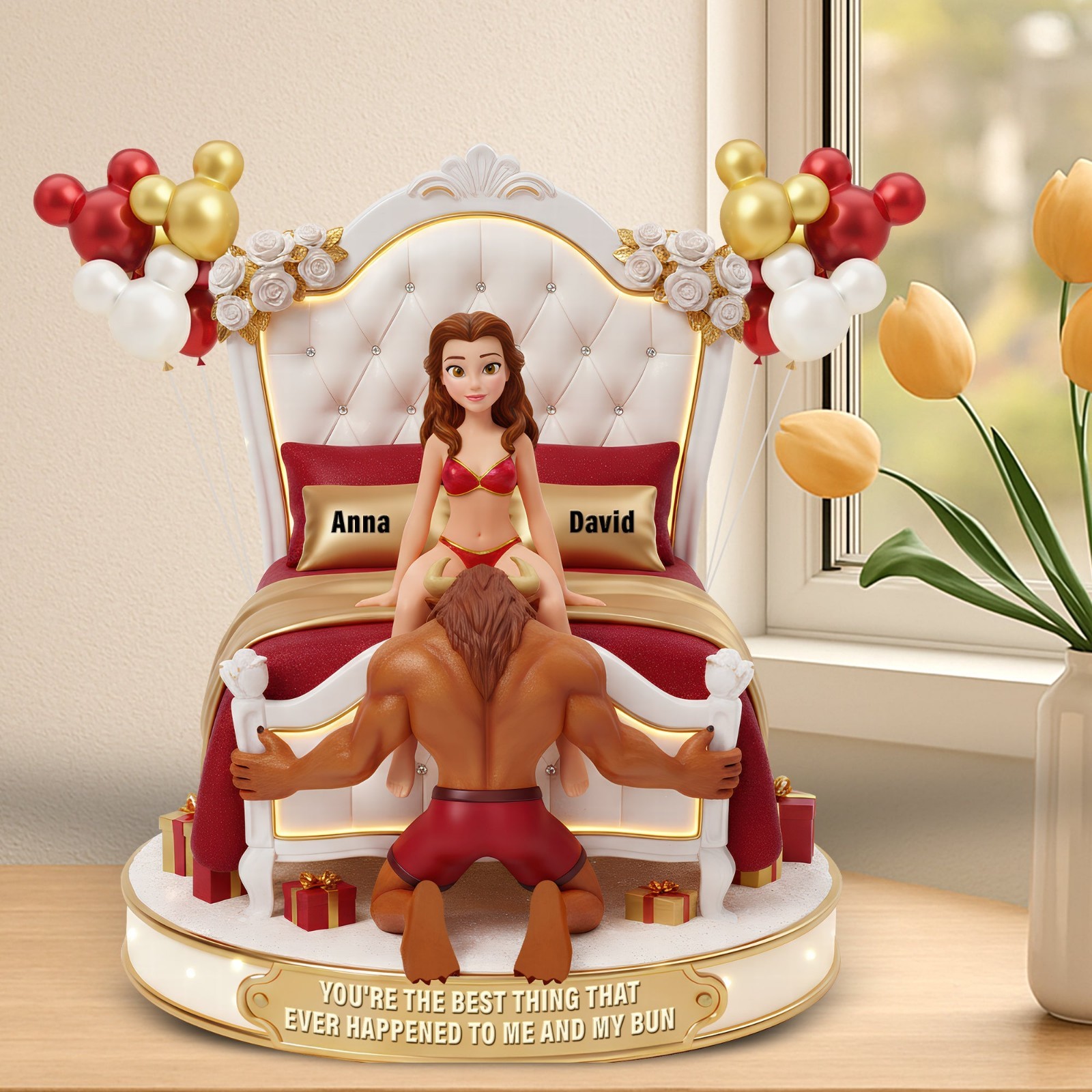 Personalized Belle Beauty And The Beast Acrylic Plaque Wooden Block Desk Decor