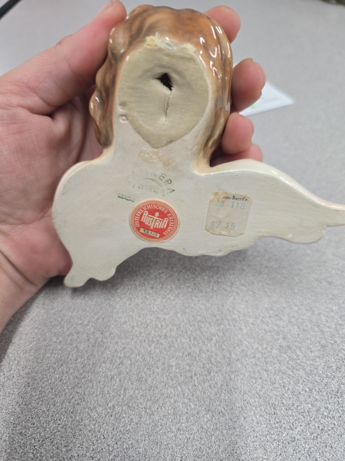 vintage Keramos Wien (Vienna, Austria) ceramic angel wall plaque