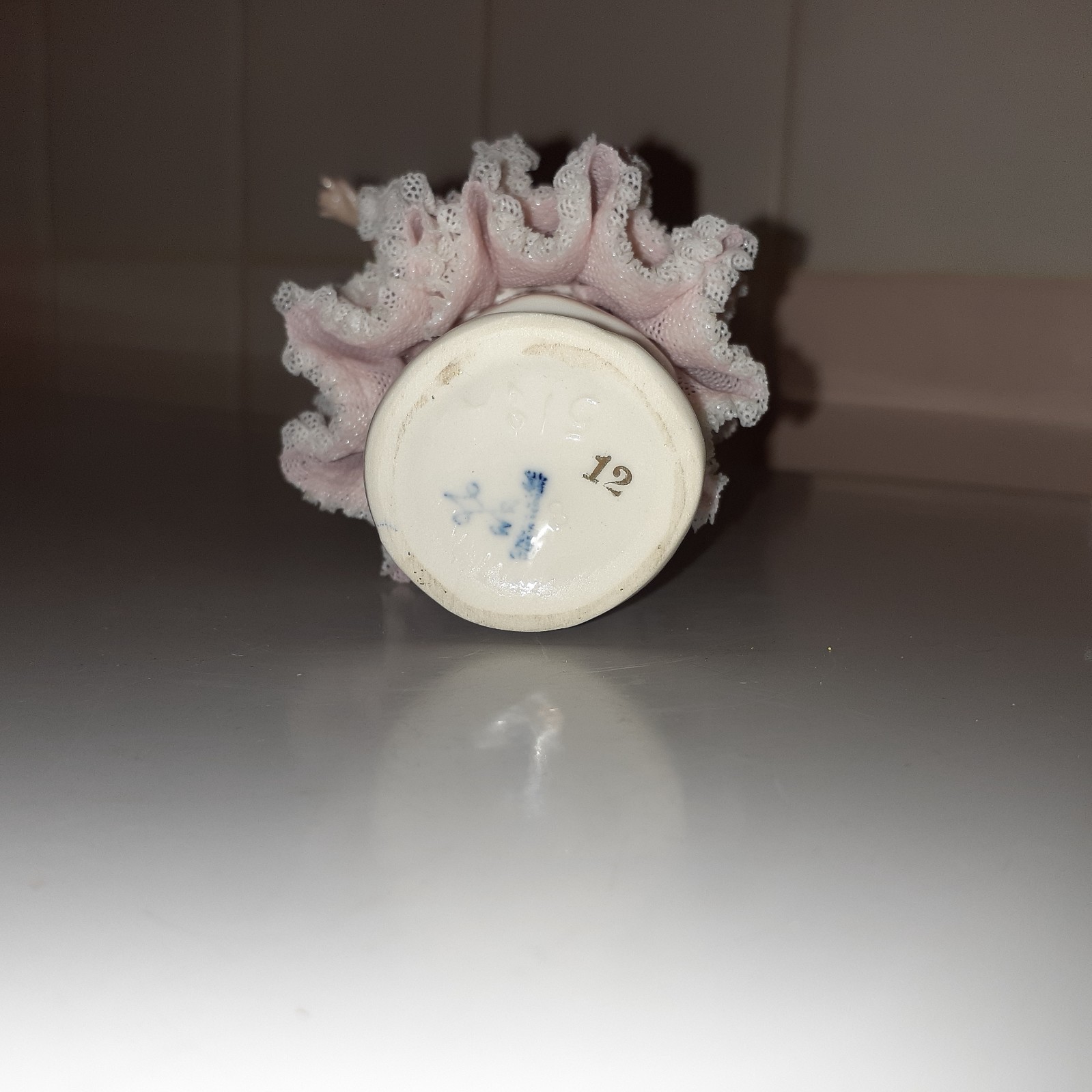 Vintage Dresden Germany Porcelain Lace Lady Figurine 3.7″ tall x 2.6″ x 2.2″