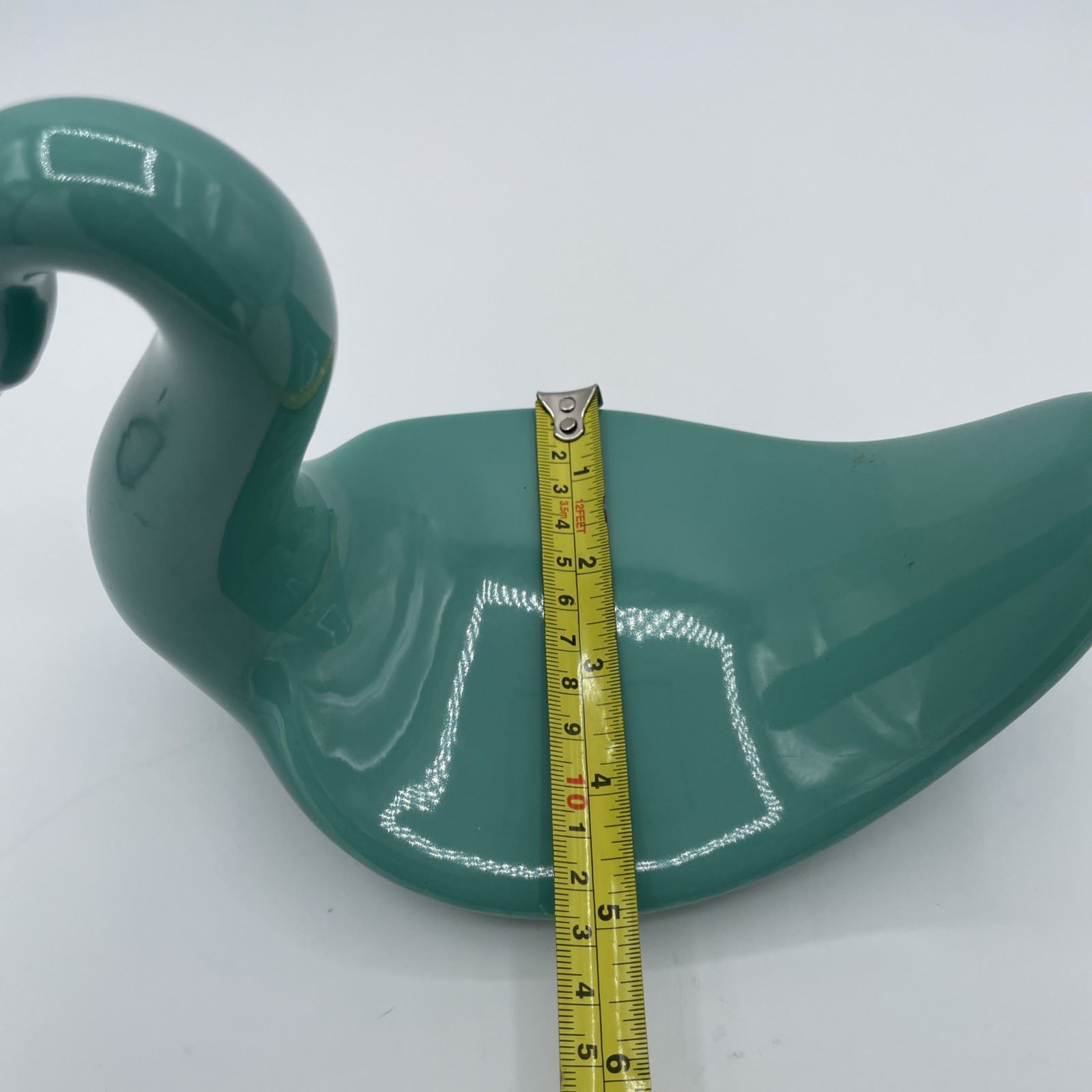 Vintage Teal Ceramic Swan Figural Bathroom Towel Washcloth Holder MCM