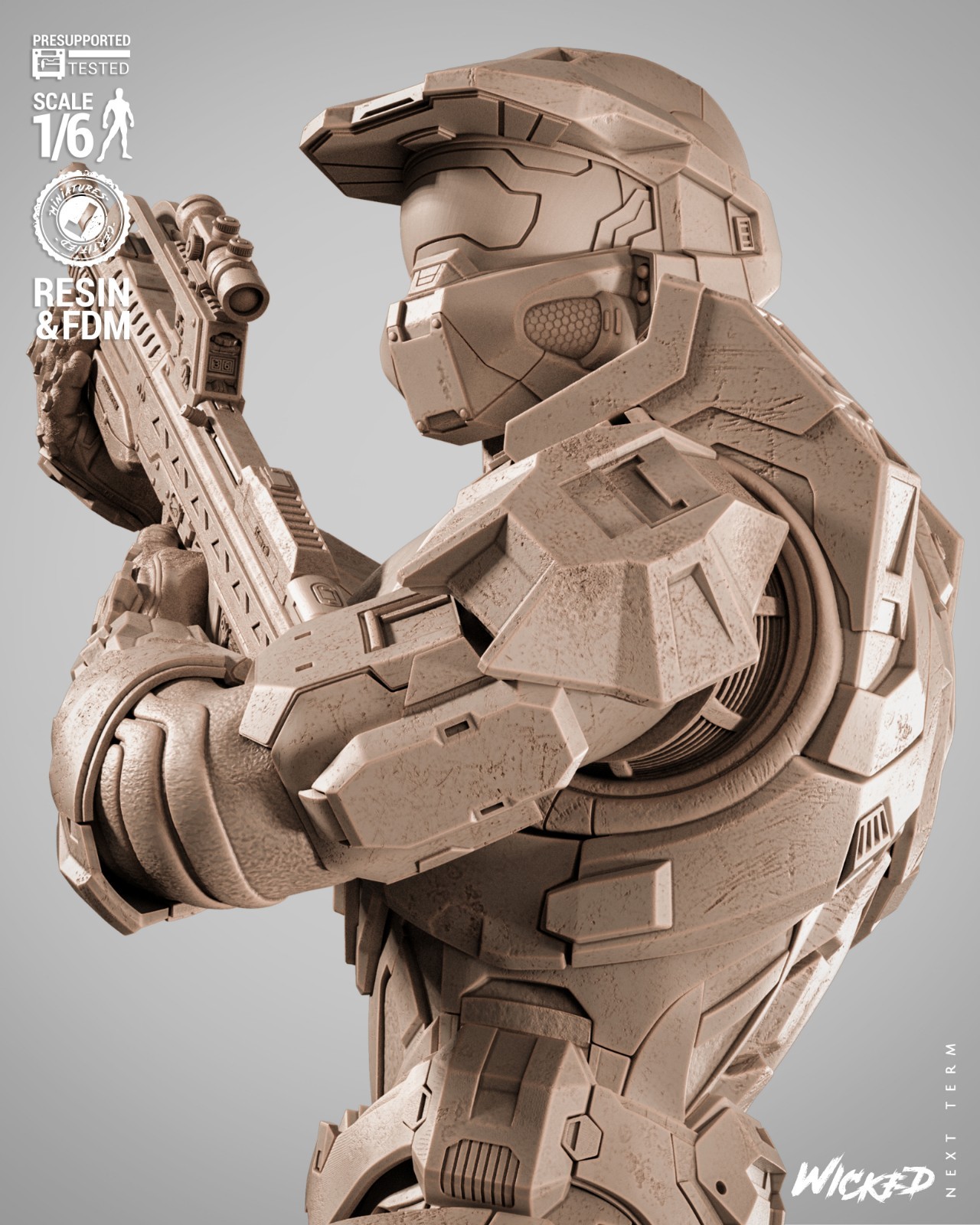 Master Chief – Halo 1/6 Scale Figure Statue 3D Print Model Kit Unpainted