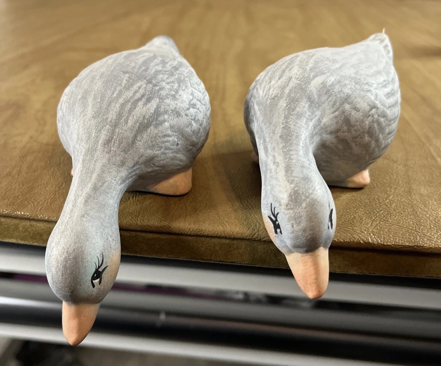 Vintage 90s Ceramic Country Duck Geese Shelf Sitters Set of 2 Cottagecore Granny