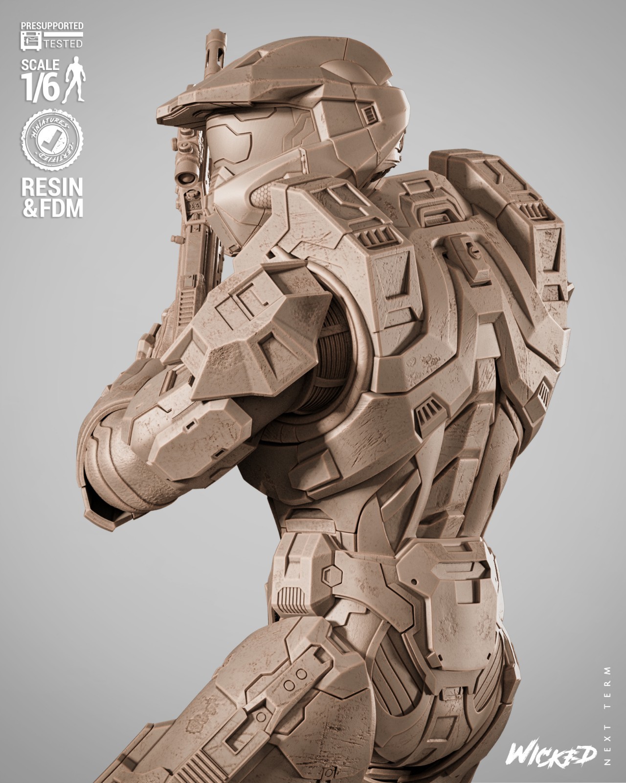 Master Chief – Halo 1/6 Scale Figure Statue 3D Print Model Kit Unpainted