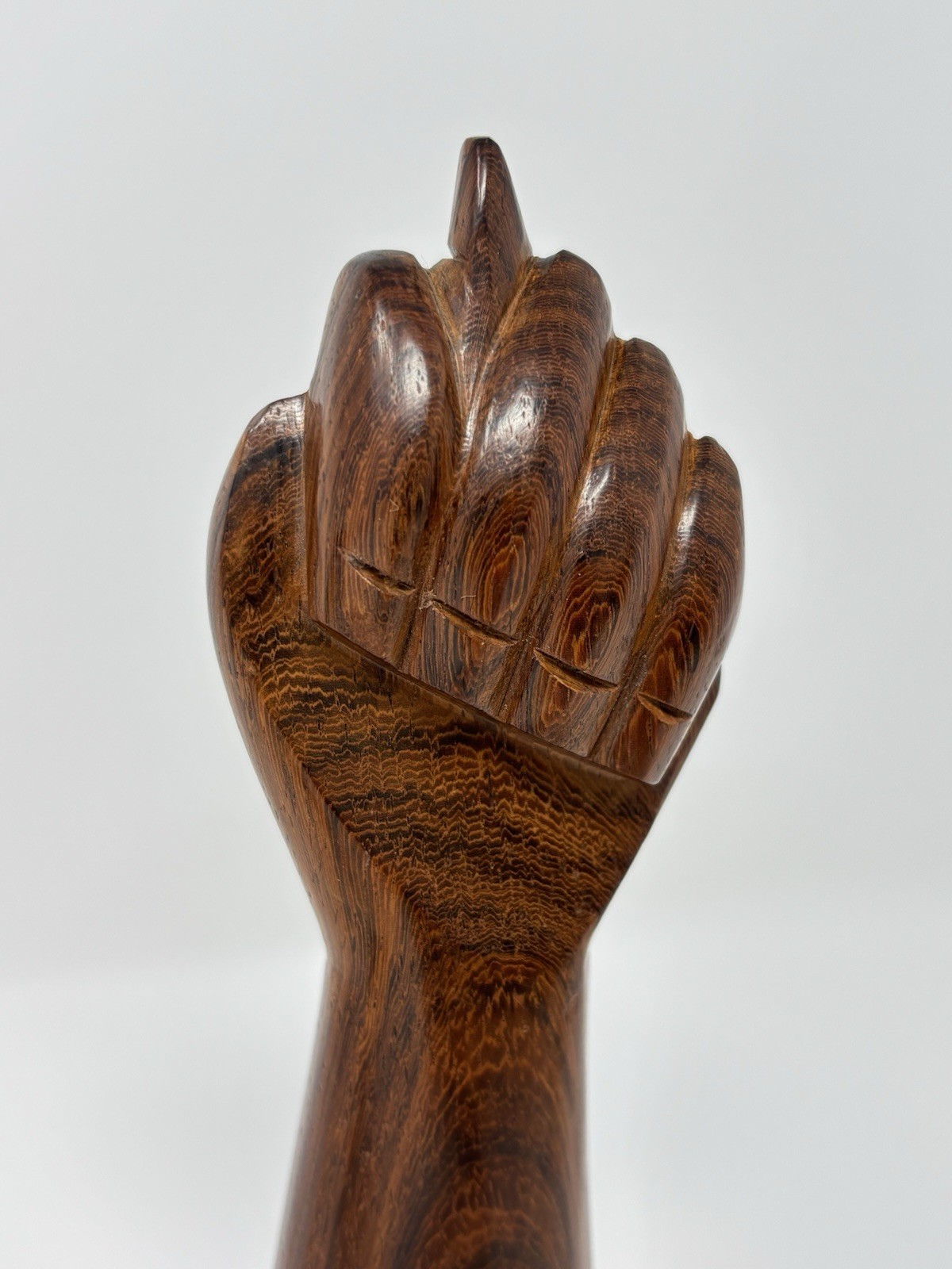 Vintage MCM Hand Carved WOOD Mano FIGA Fist Sculpture Protection Fortune 6″