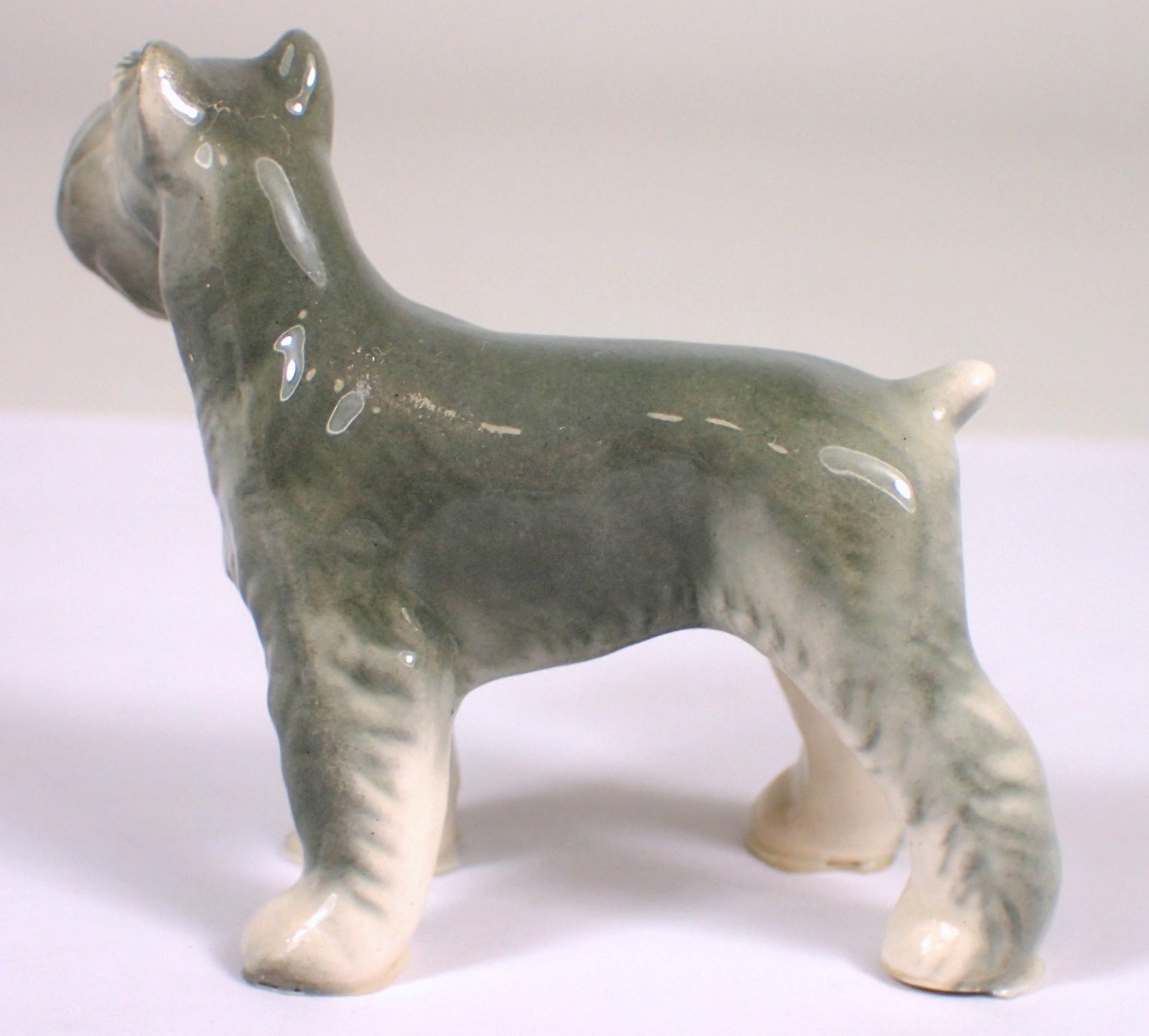 MINT Vtg 1980s Hagen Renaker Gray Schnauzer Dog Miniature Bone China Figurine