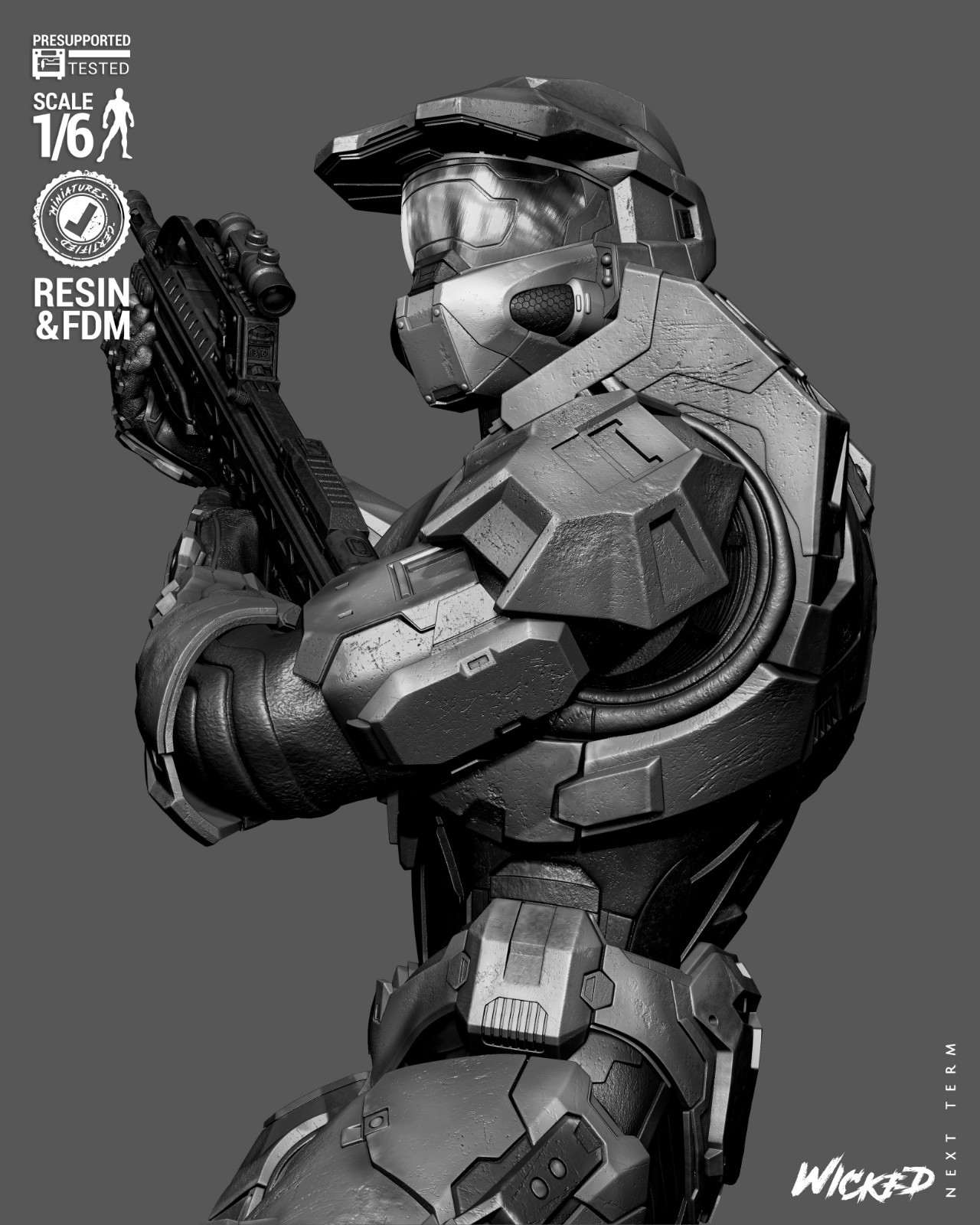 Master Chief – Halo 1/6 Scale Figure Statue 3D Print Model Kit Unpainted